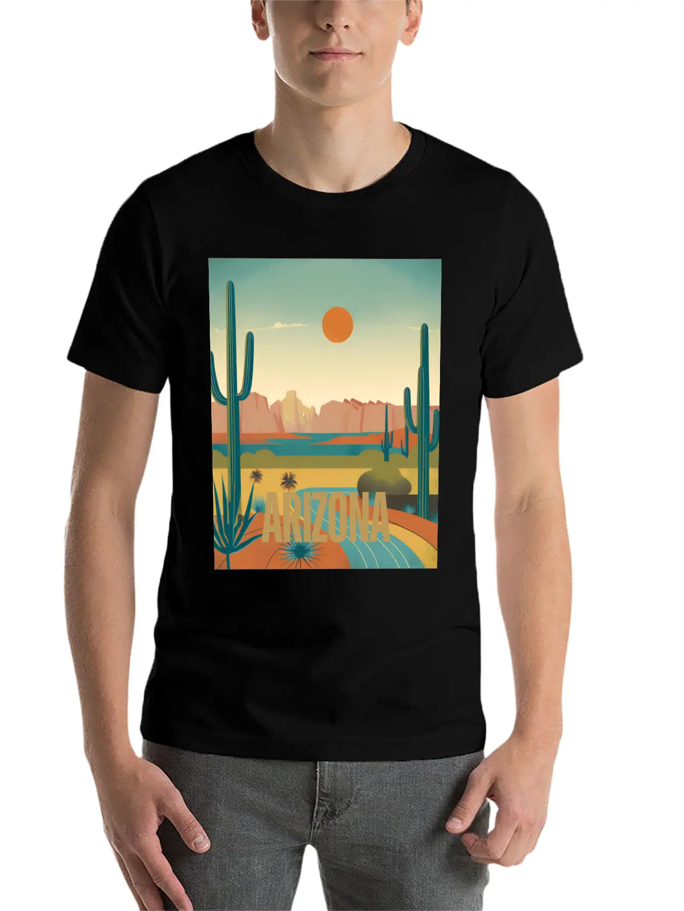 Arizona Desert Vintage Sunset T-Shirt Modern Fit Casual T-Shirt – Clean And Versatile Design