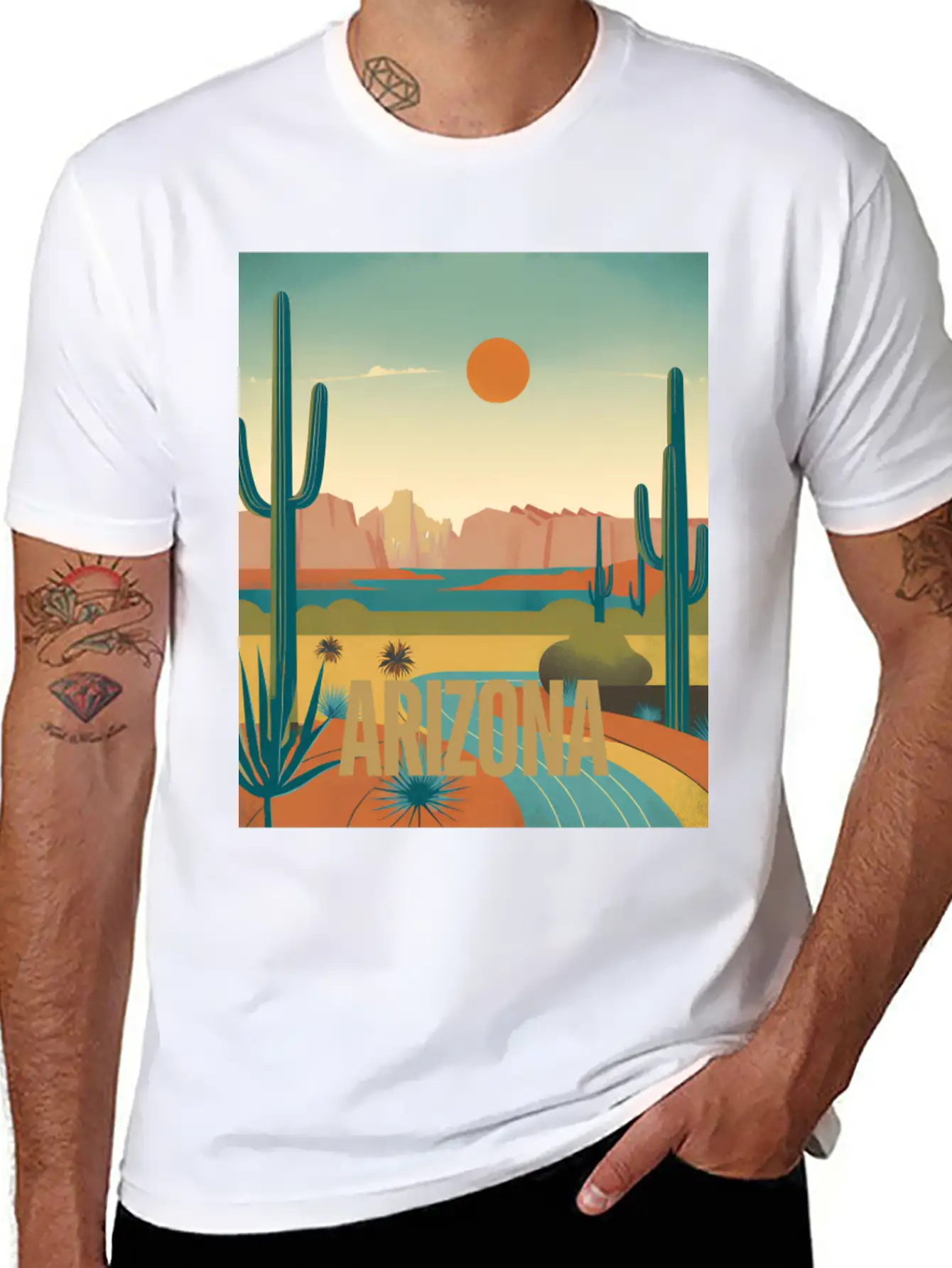 Arizona Desert Vintage Sunset T-Shirt Modern Fit Casual T-Shirt – Clean And Versatile Design