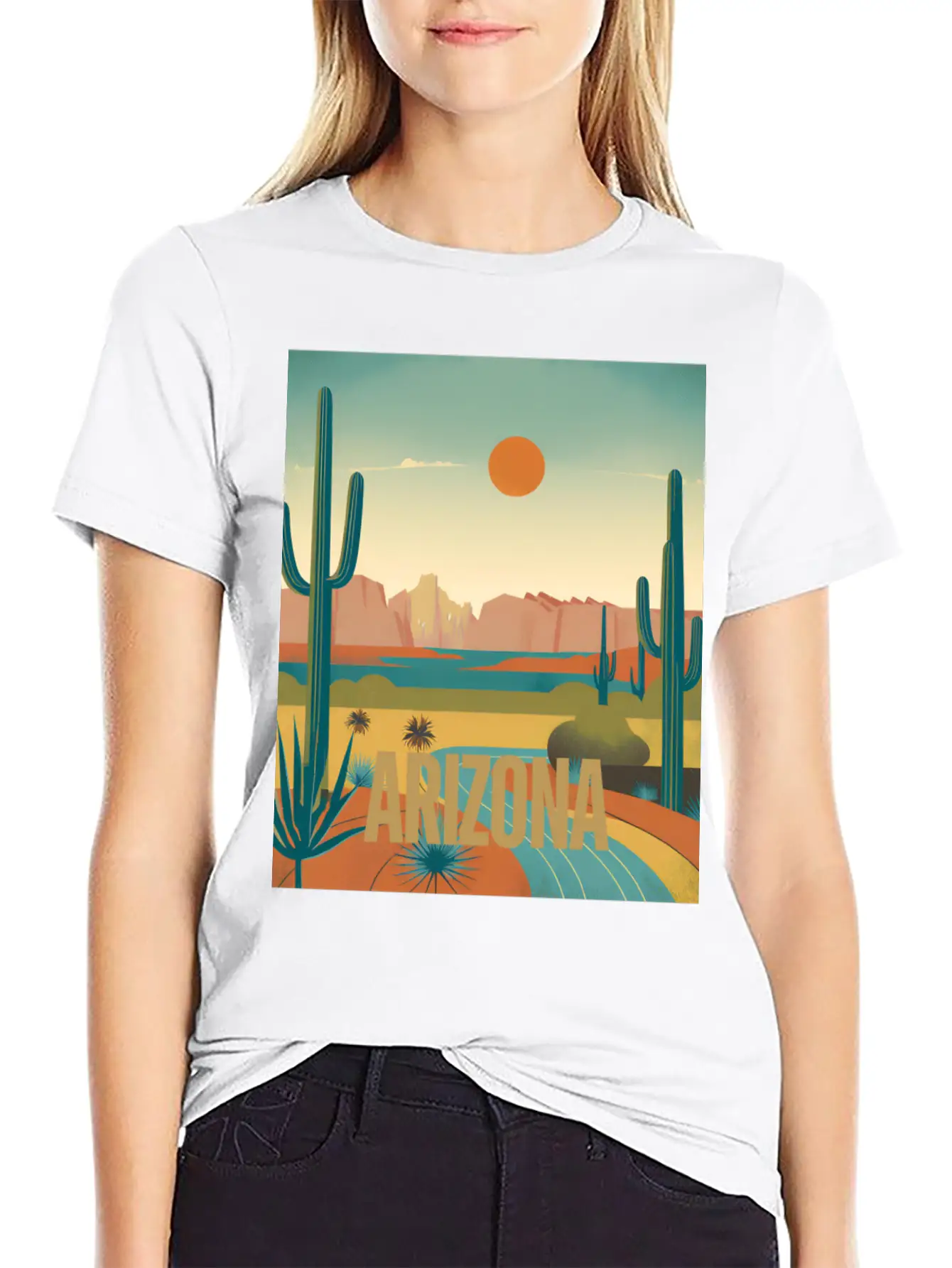 Arizona Desert Vintage Sunset T-Shirt Modern Fit Casual T-Shirt – Clean And Versatile Design