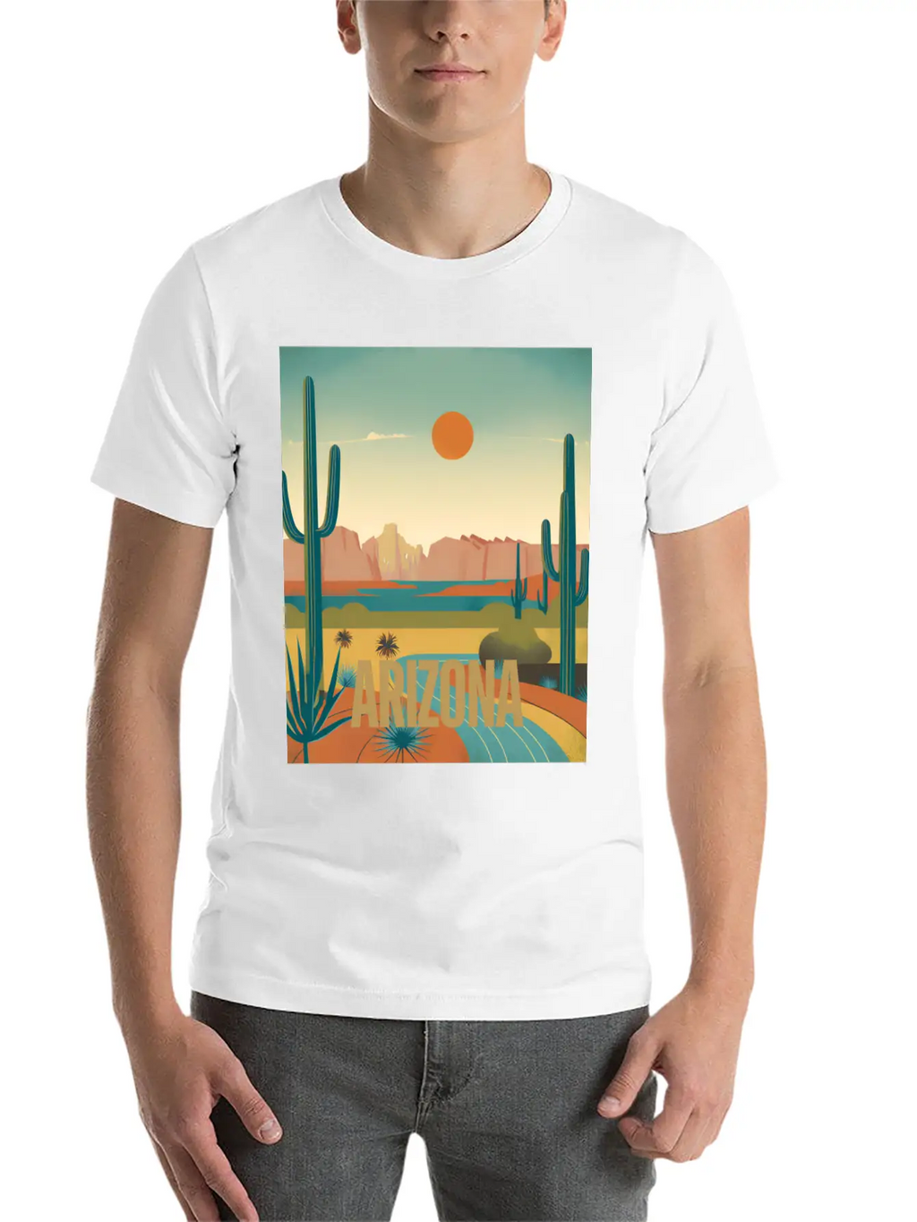 Arizona Desert Vintage Sunset T-Shirt Modern Fit Casual T-Shirt – Clean And Versatile Design