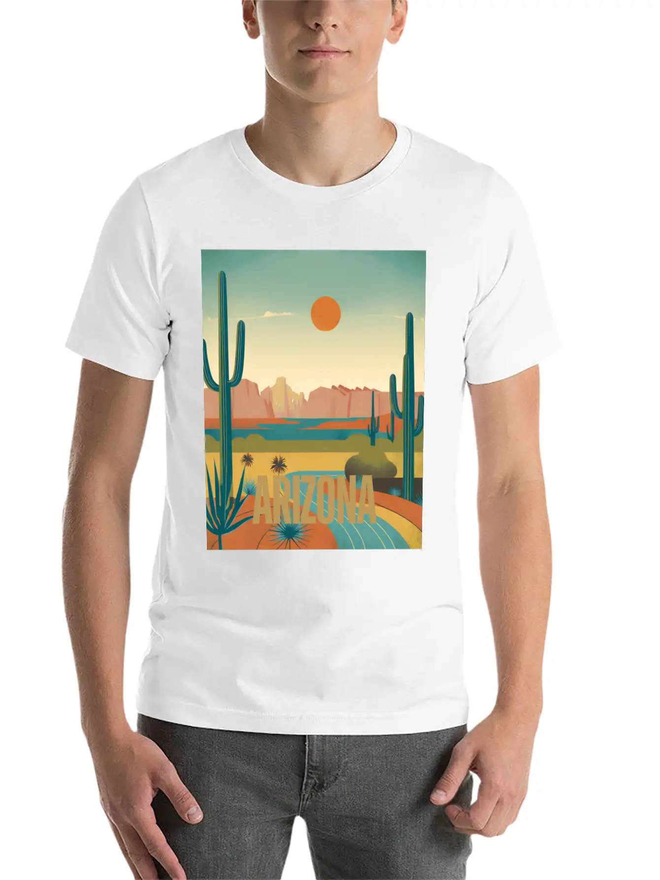 Arizona Desert Vintage Sunset T-Shirt Modern Fit Casual T-Shirt – Clean And Versatile Design