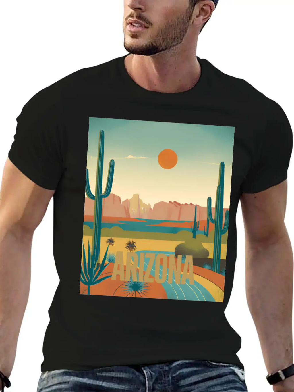 Arizona Desert Vintage Sunset T-Shirt Modern Fit Casual T-Shirt – Clean And Versatile Design