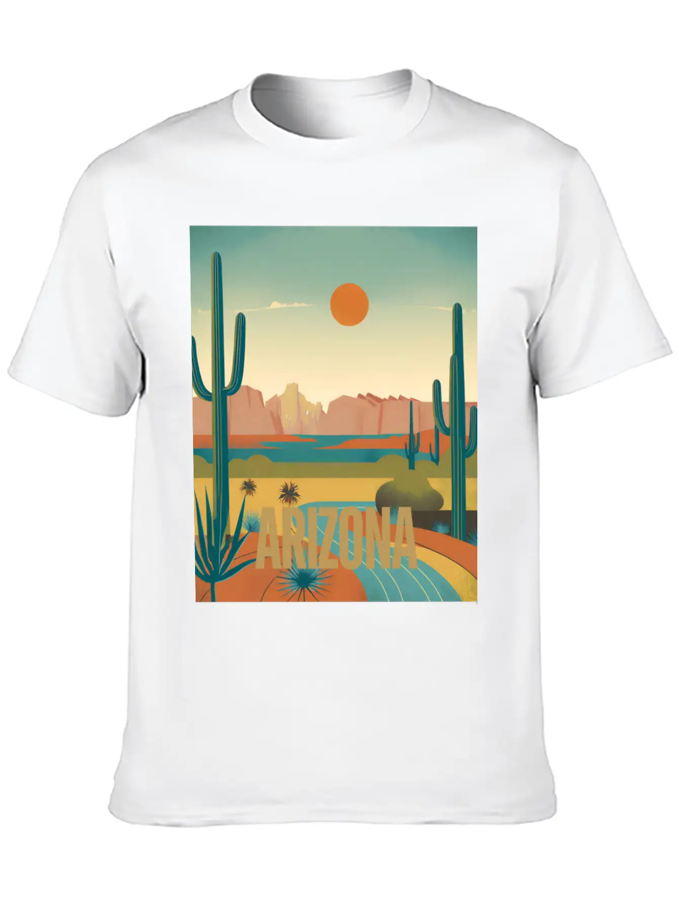 Arizona Desert Vintage Sunset T-Shirt Modern Fit Casual T-Shirt – Clean And Versatile Design