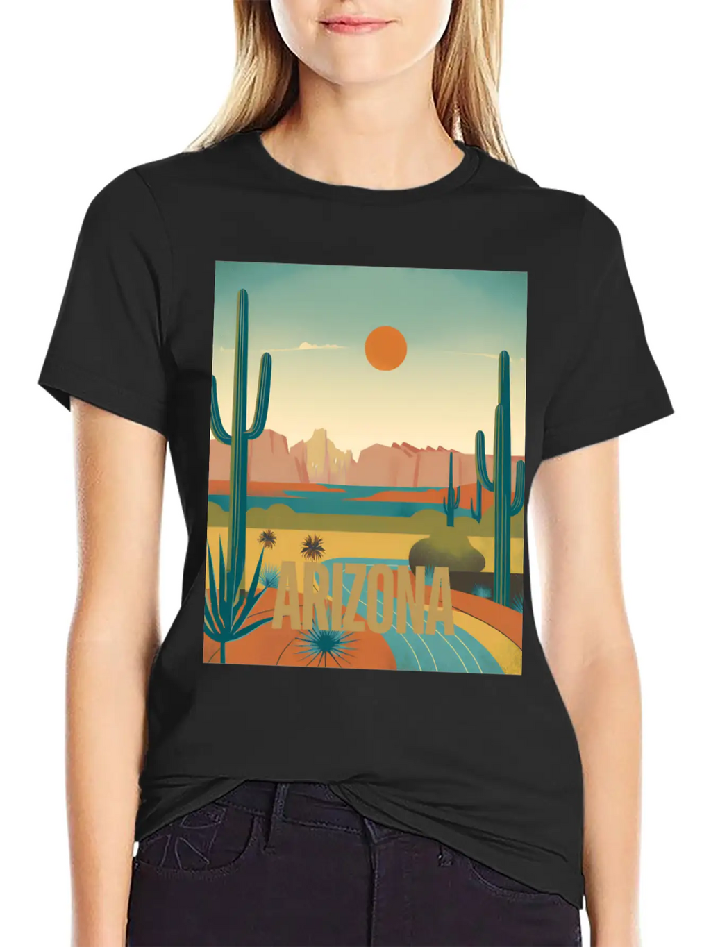 Arizona Desert Vintage Sunset T-Shirt Modern Fit Casual T-Shirt – Clean And Versatile Design