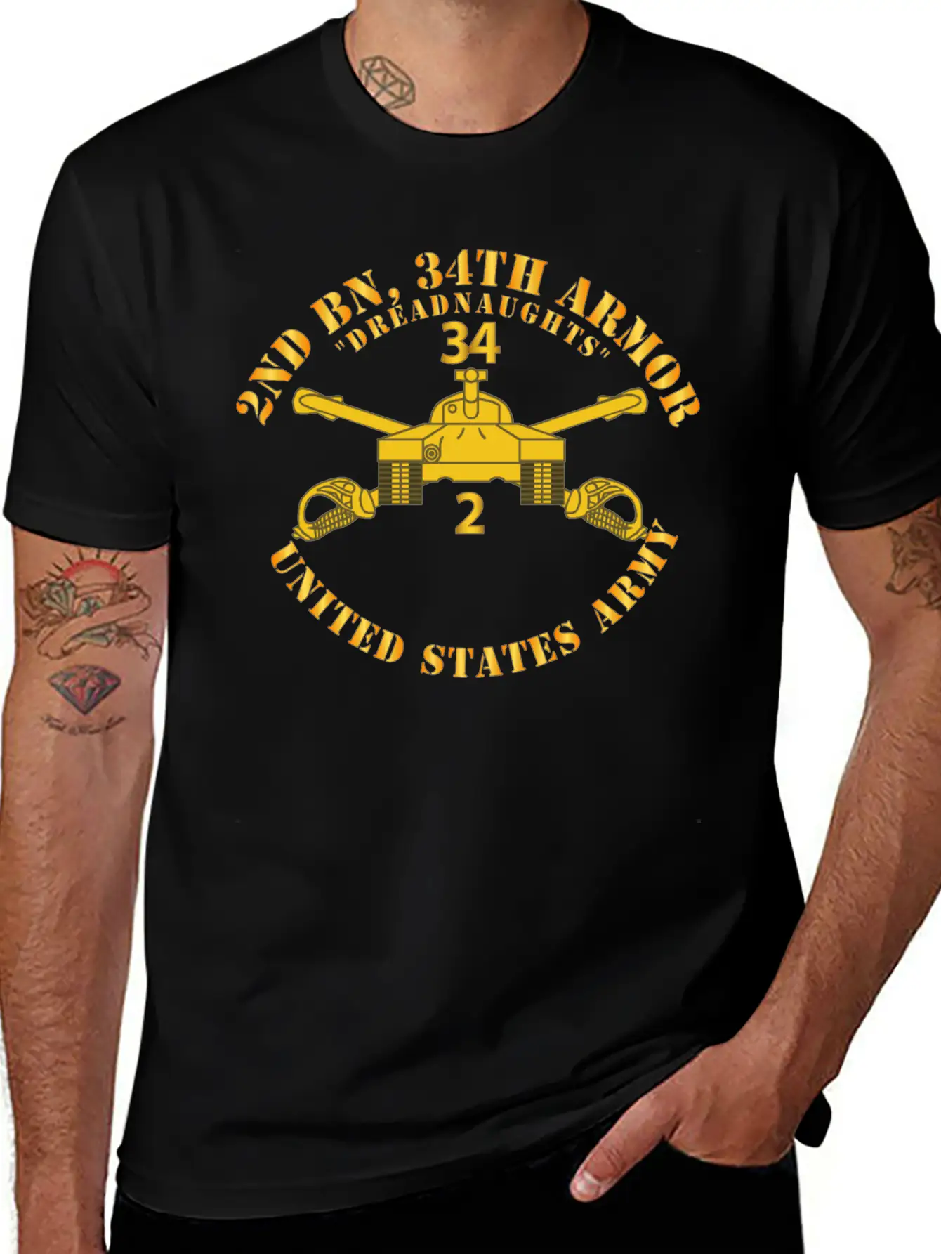 Army 2nd Bn 34th Armor Dreadnaughts Armor Branch Basic Graphic T-Shirt – Daily Comfort In Soft Cotton