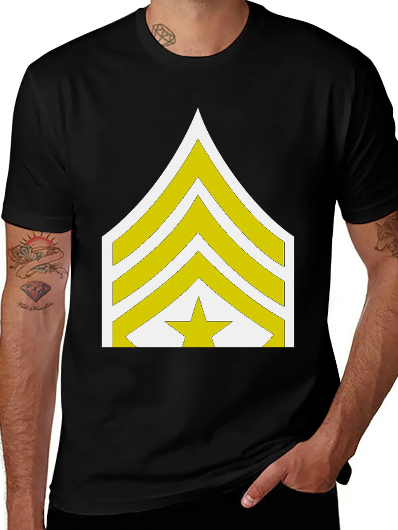 Army Rank Patch Sergeant Major Relaxed Everyday Tee – Lightweight And Durable Cotton