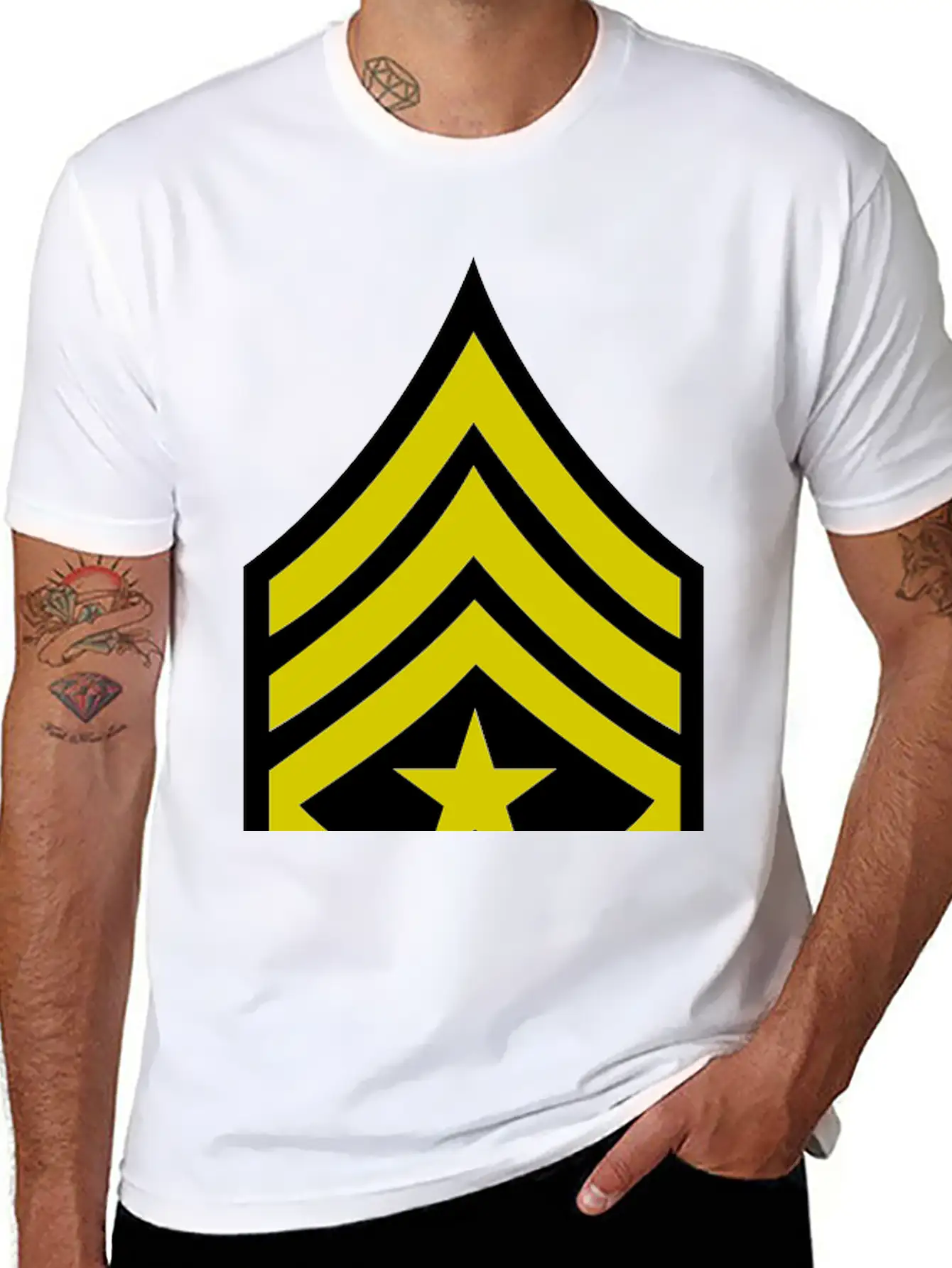 Army Rank Patch Sergeant Major Relaxed Everyday Tee – Lightweight And Durable Cotton