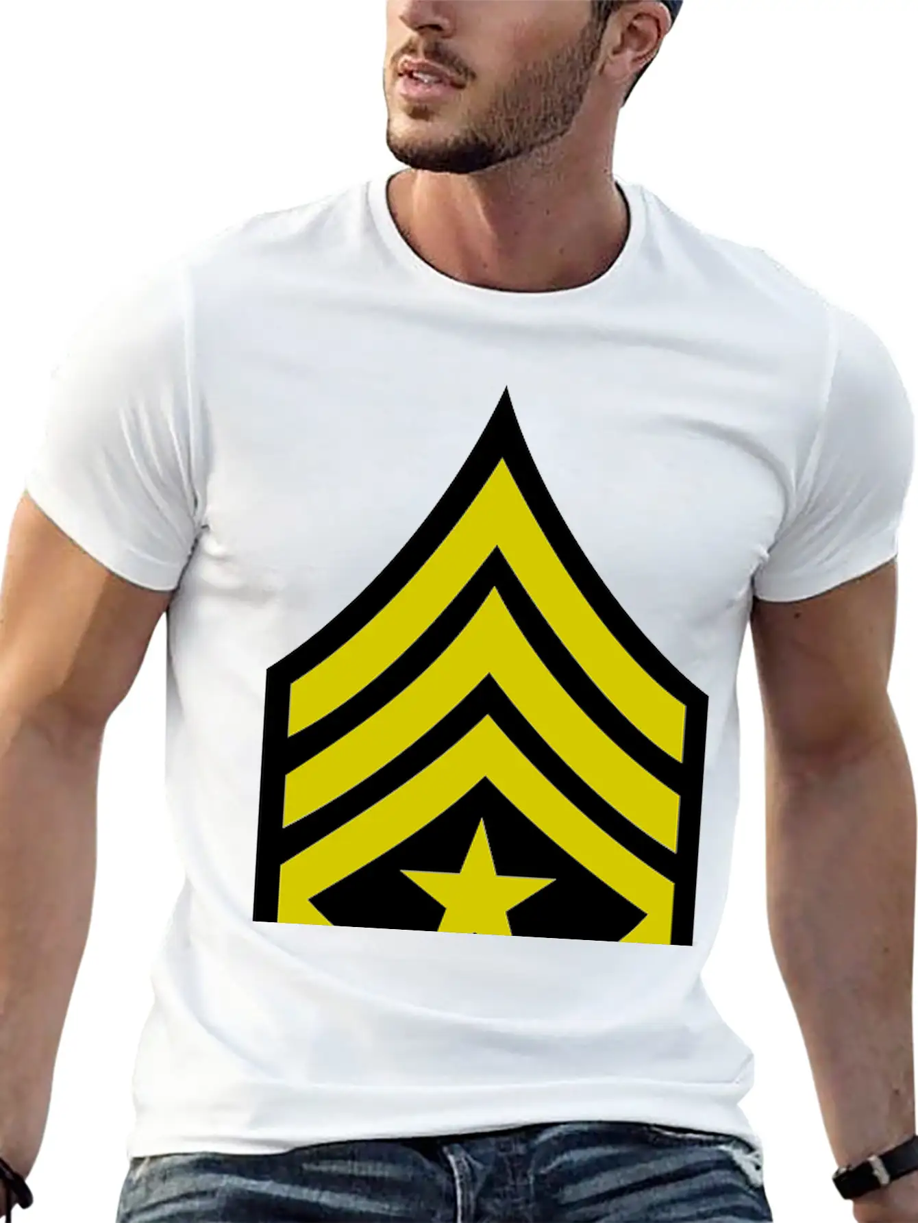 Army Rank Patch Sergeant Major Relaxed Everyday Tee – Lightweight And Durable Cotton