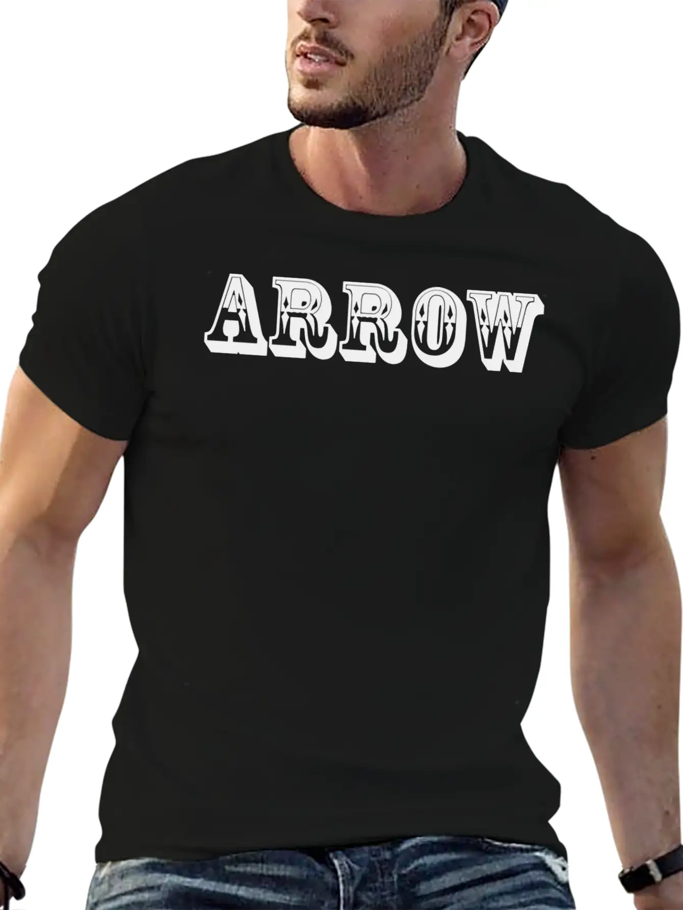 Arrow Text Design Relaxed Everyday Tee – Lightweight And Durable Cotton