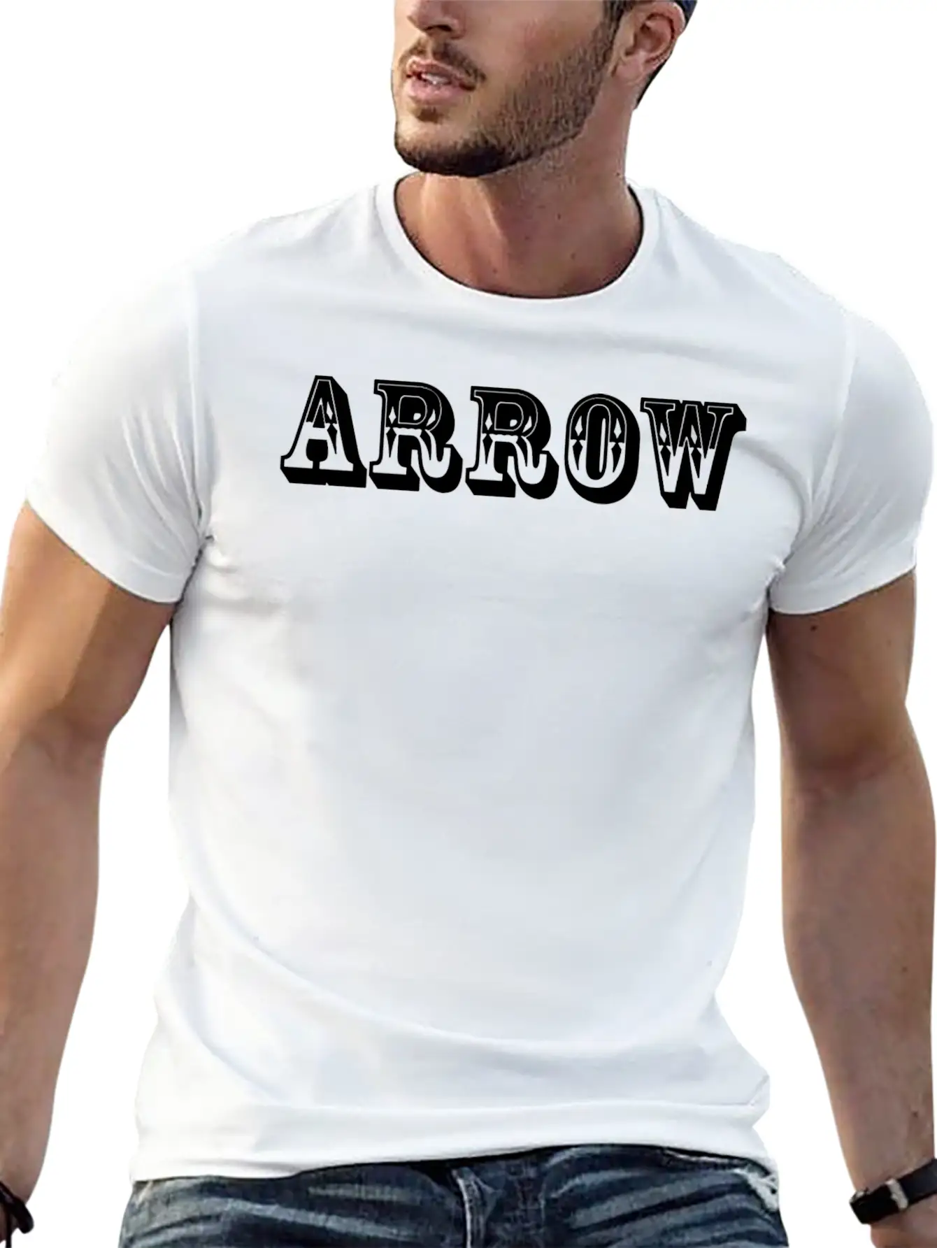 Arrow Text Design Relaxed Everyday Tee – Lightweight And Durable Cotton