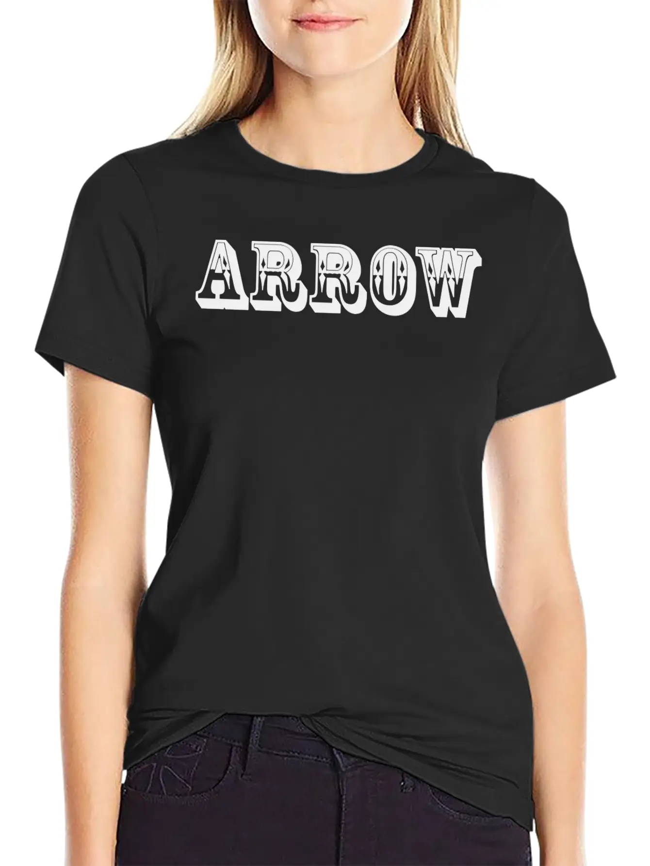 Arrow Text Design Relaxed Everyday Tee – Lightweight And Durable Cotton