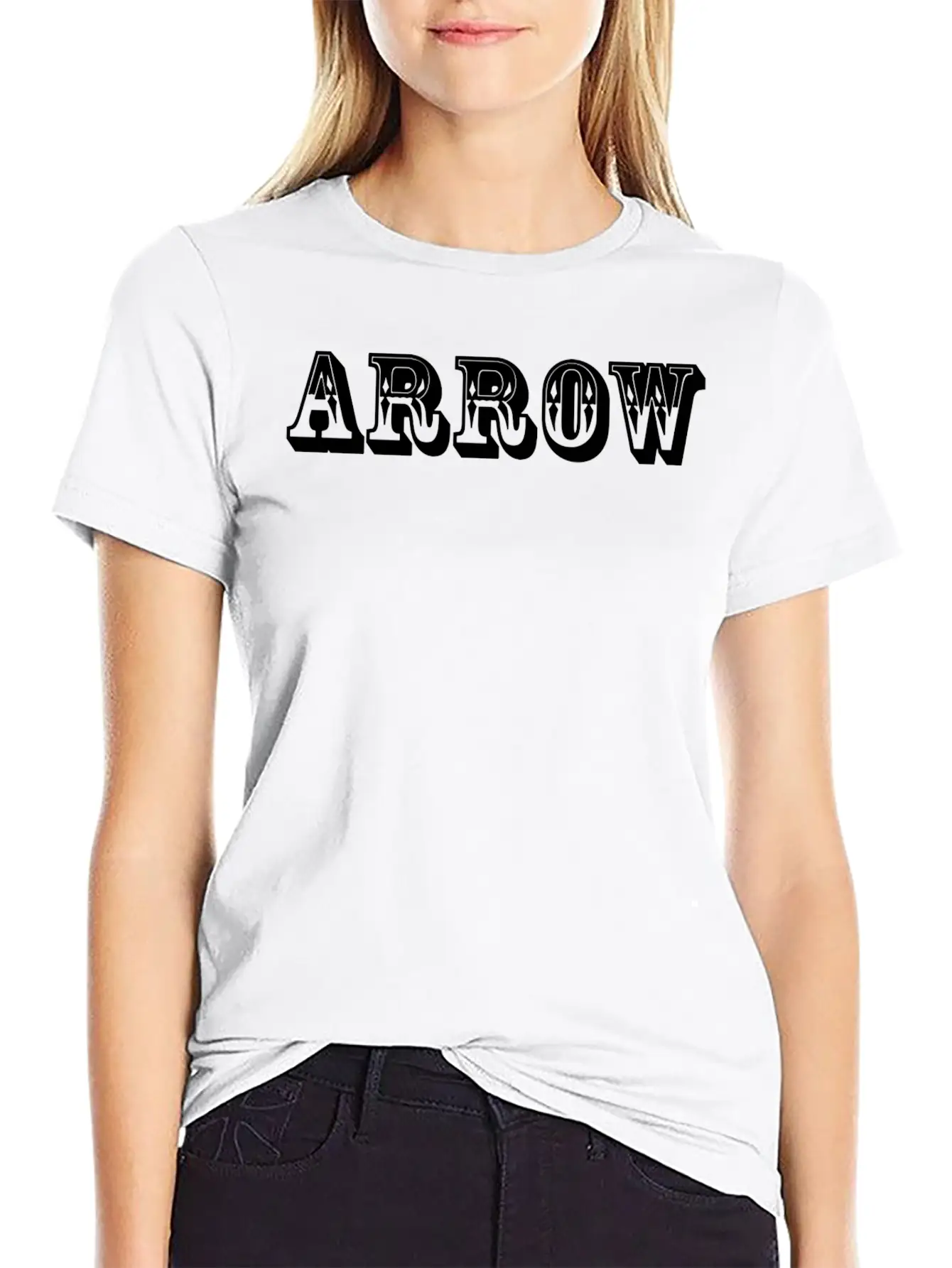 Arrow Text Design Relaxed Everyday Tee – Lightweight And Durable Cotton