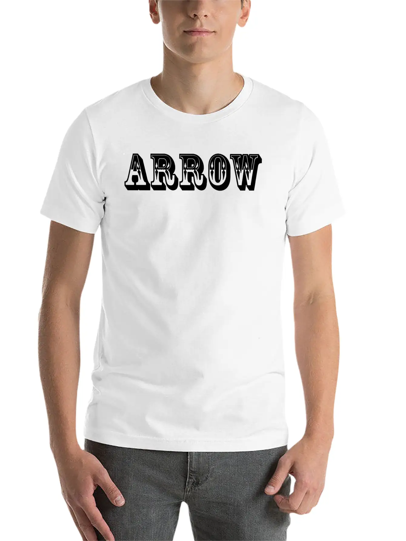 Arrow Text Design Relaxed Everyday Tee – Lightweight And Durable Cotton