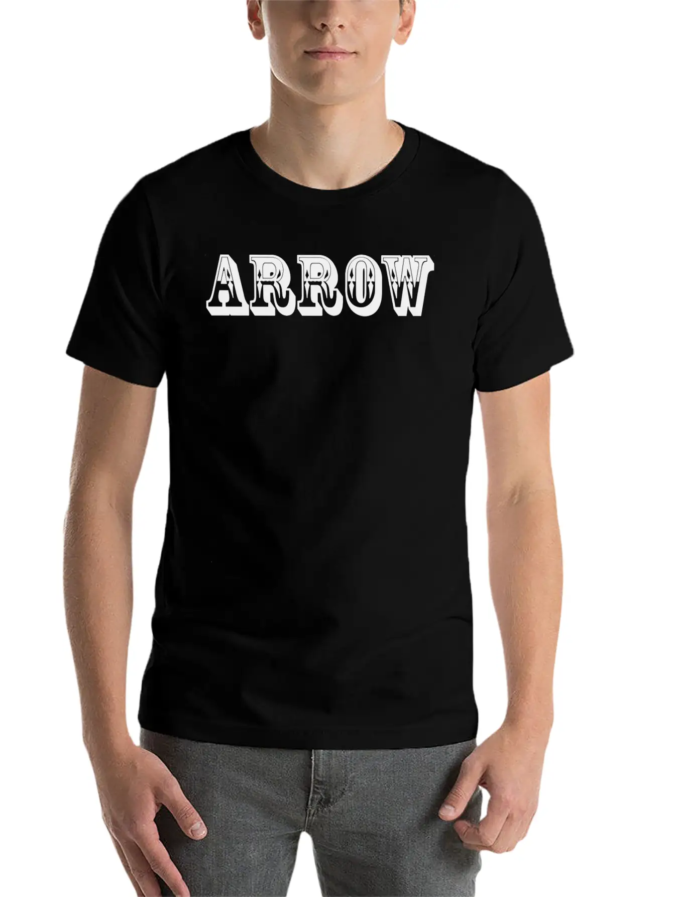 Arrow Text Design Relaxed Everyday Tee – Lightweight And Durable Cotton