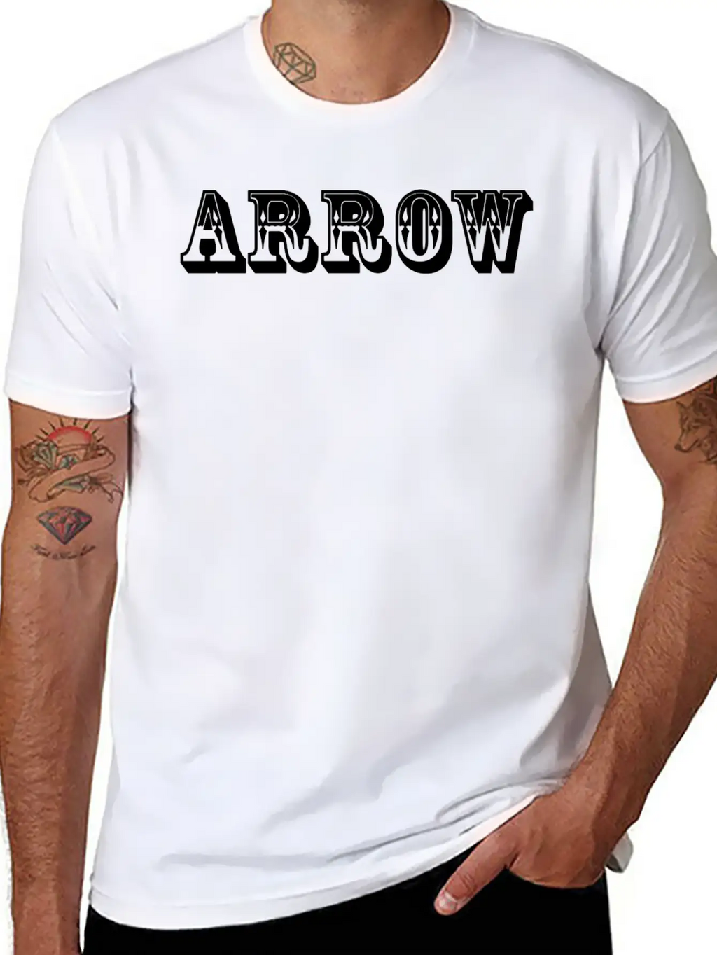 Arrow Text Design Relaxed Everyday Tee – Lightweight And Durable Cotton