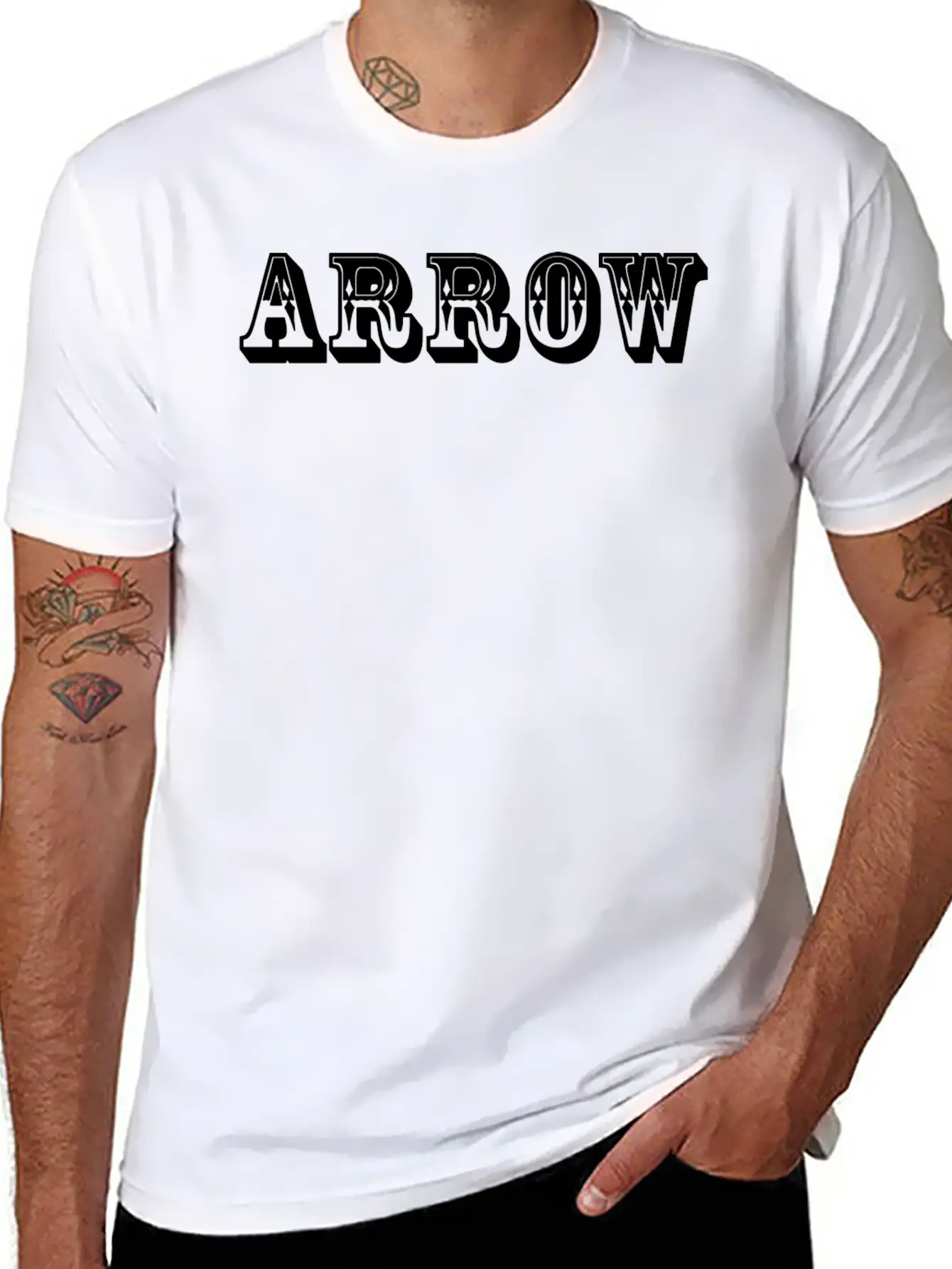 Arrow Text Design Relaxed Everyday Tee – Lightweight And Durable Cotton