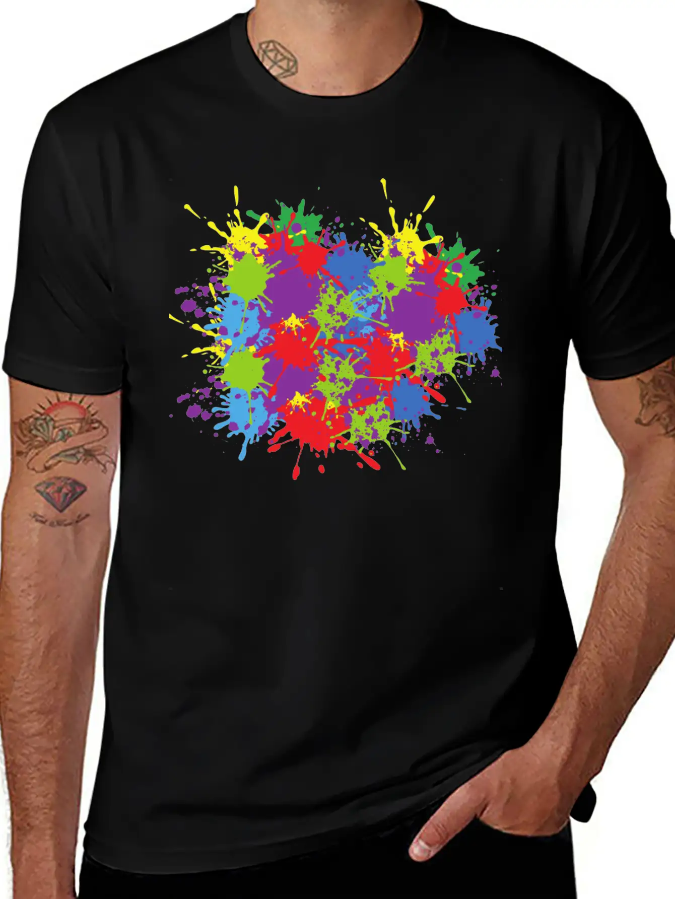Art Colour Splash Colourful Colour Abstract Form Unisex Casual T-Shirt – Clean Design For Daily Comfort
