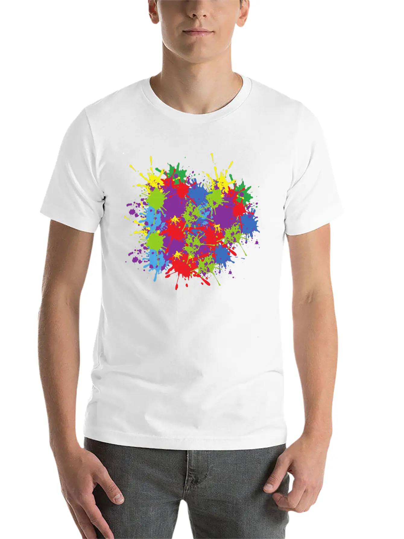 Art Colour Splash Colourful Colour Abstract Form Unisex Casual T-Shirt – Clean Design For Daily Comfort