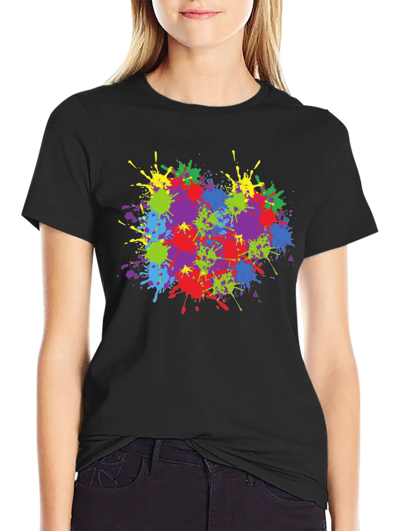 Art Colour Splash Colourful Colour Abstract Form Unisex Casual T-Shirt – Clean Design For Daily Comfort