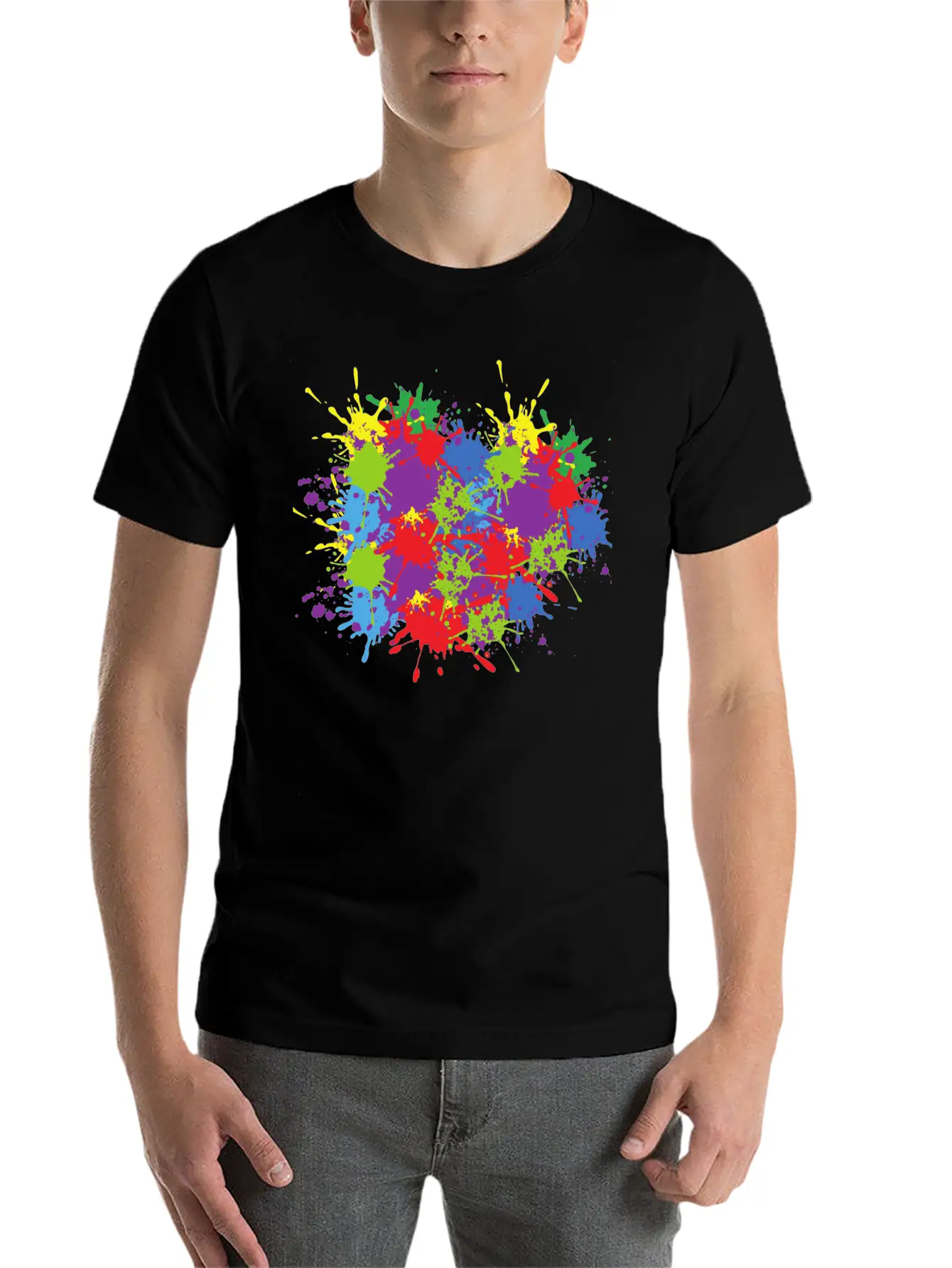 Art Colour Splash Colourful Colour Abstract Form Unisex Casual T-Shirt – Clean Design For Daily Comfort