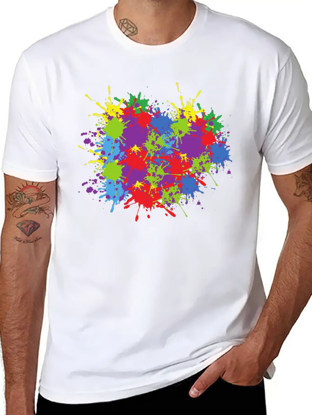 Art Colour Splash Colourful Colour Abstract Form Unisex Casual T-Shirt – Clean Design For Daily Comfort