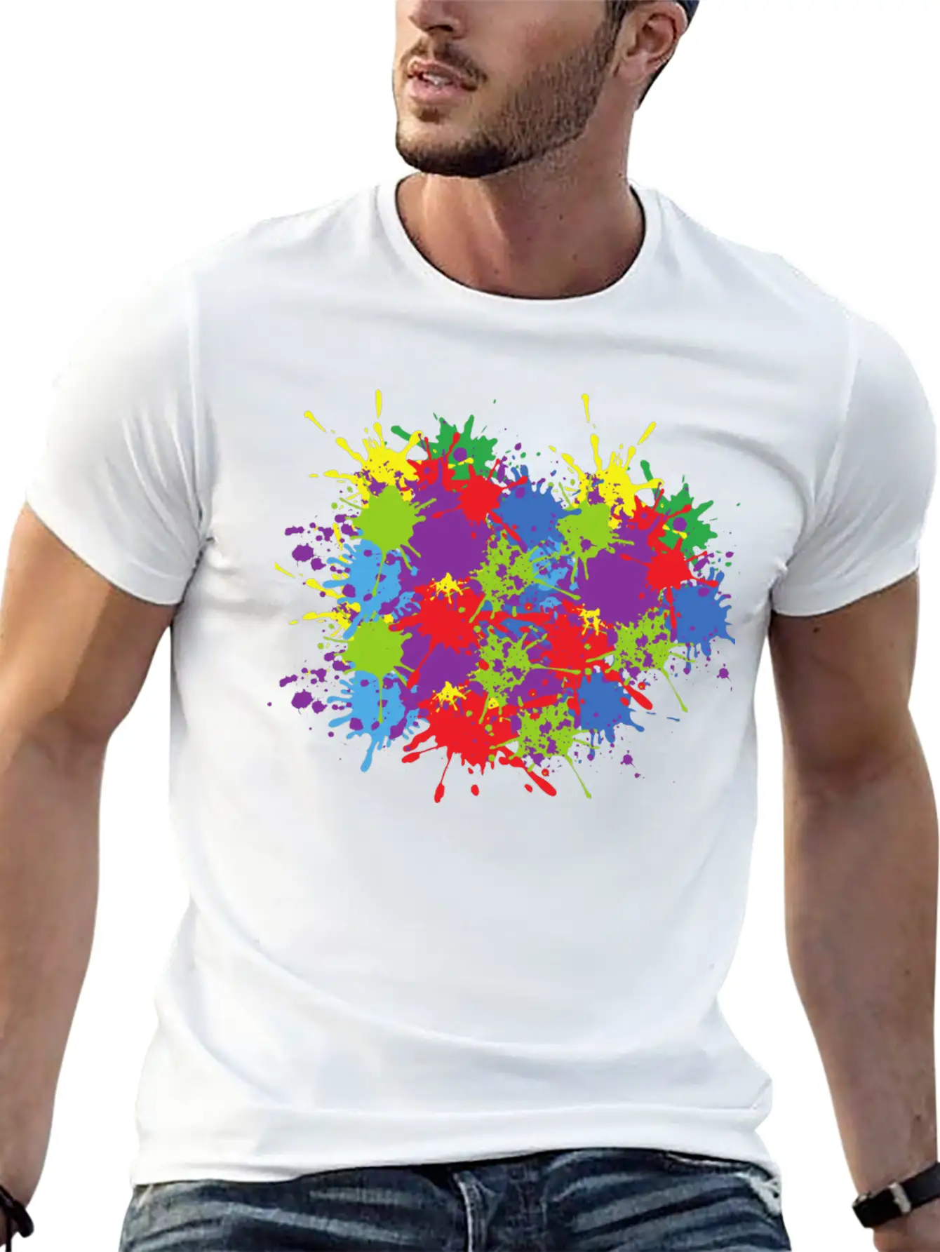 Art Colour Splash Colourful Colour Abstract Form Unisex Casual T-Shirt – Clean Design For Daily Comfort