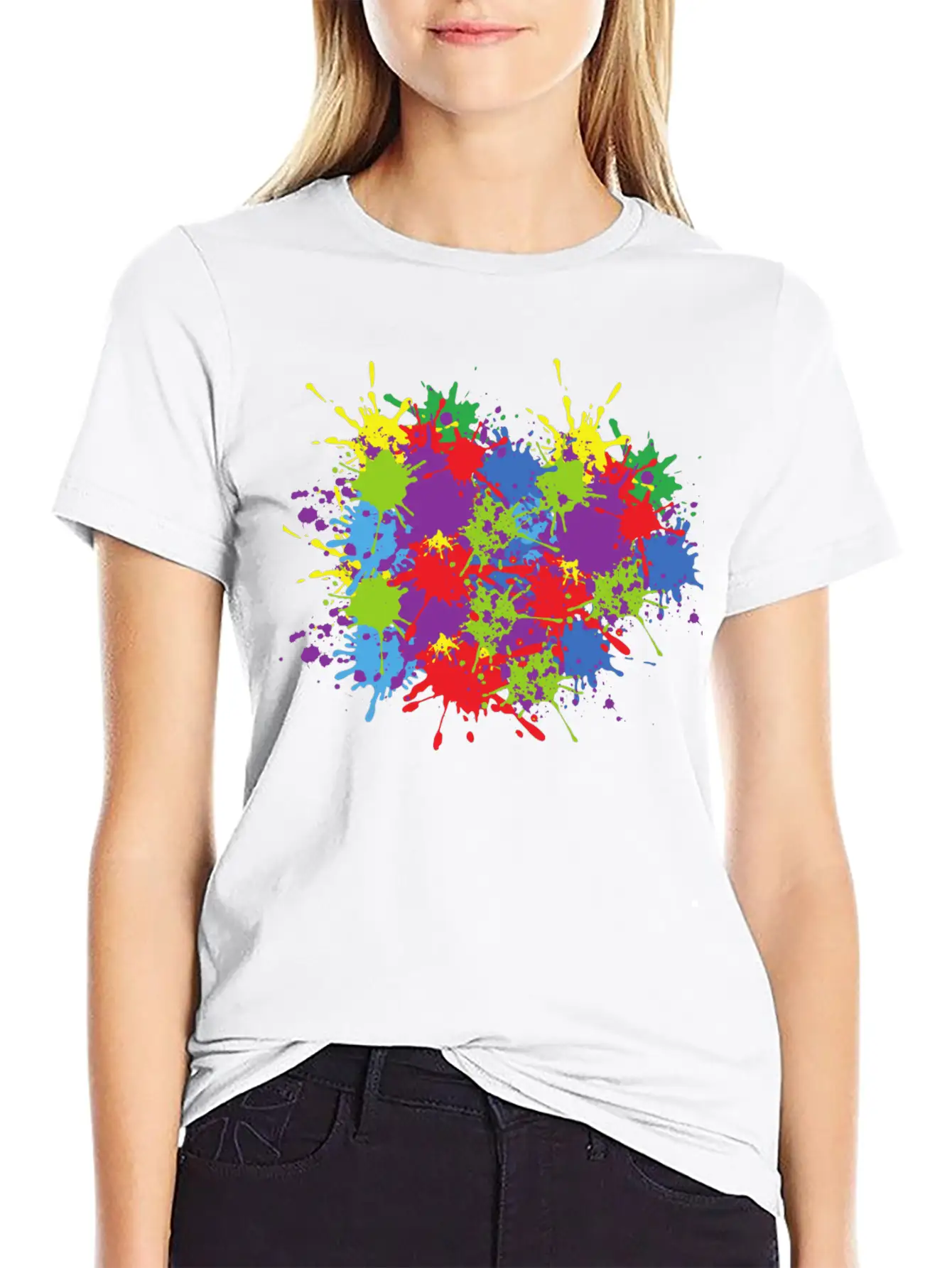 Art Colour Splash Colourful Colour Abstract Form Unisex Casual T-Shirt – Clean Design For Daily Comfort