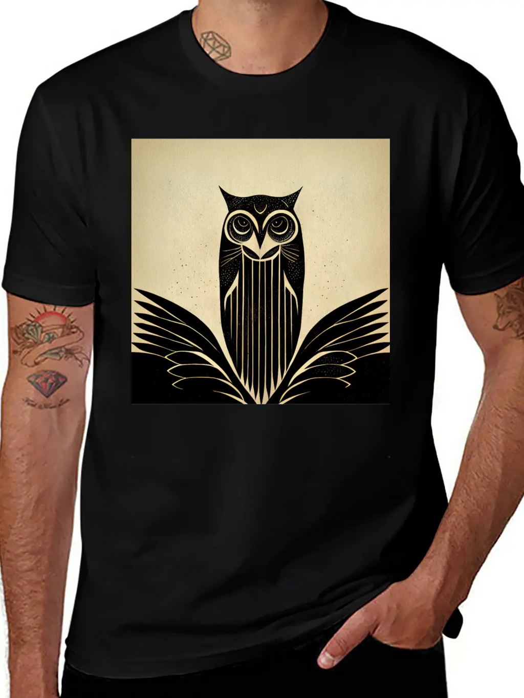 Art Deco Owl - Bird Design Unisex Casual T-Shirt – Clean Design For Daily Comfort