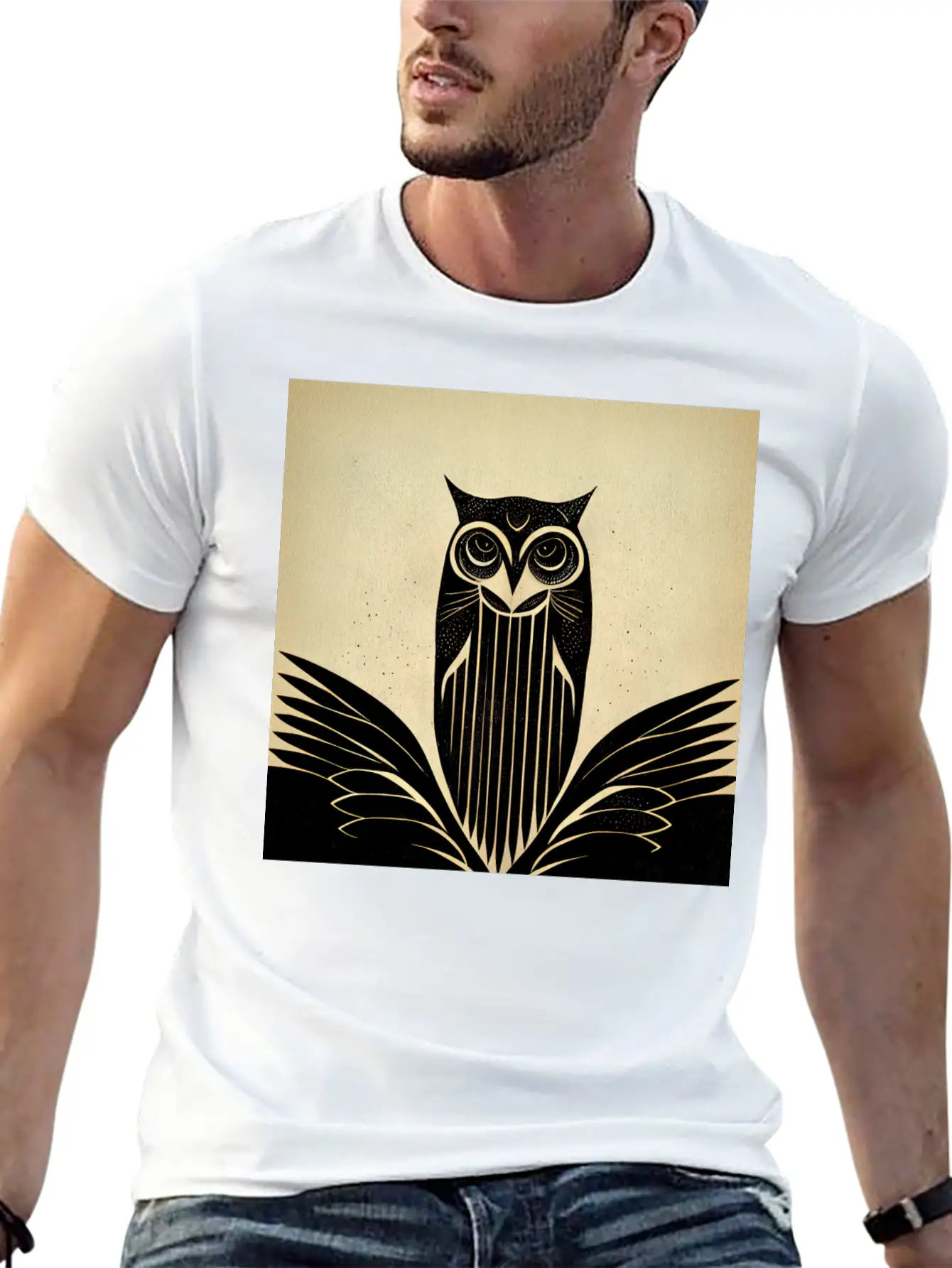 Art Deco Owl - Bird Design Unisex Casual T-Shirt – Clean Design For Daily Comfort