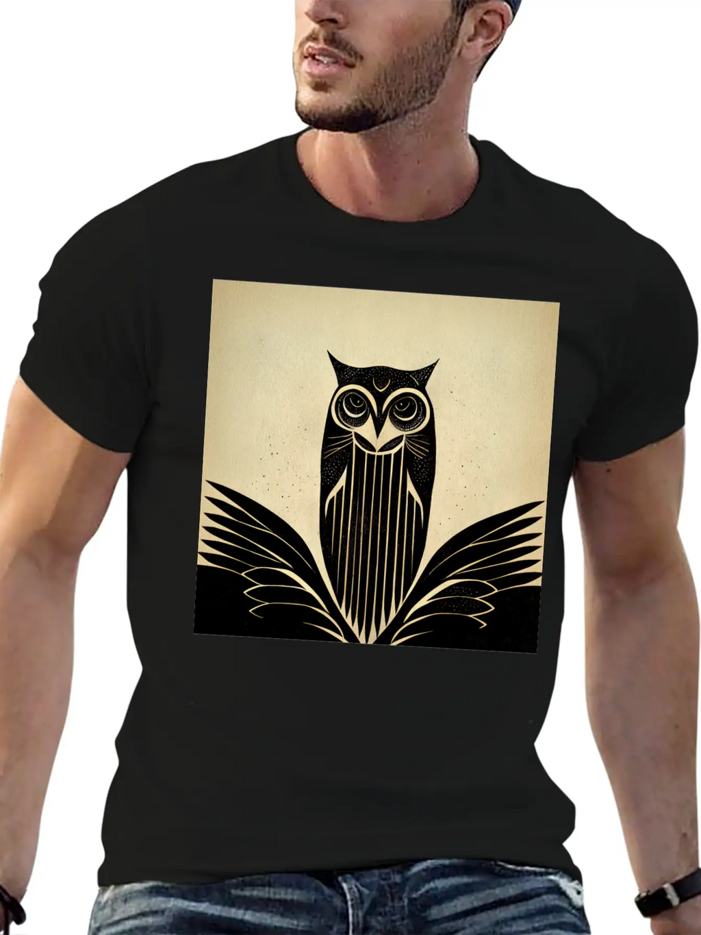 Art Deco Owl - Bird Design Unisex Casual T-Shirt – Clean Design For Daily Comfort