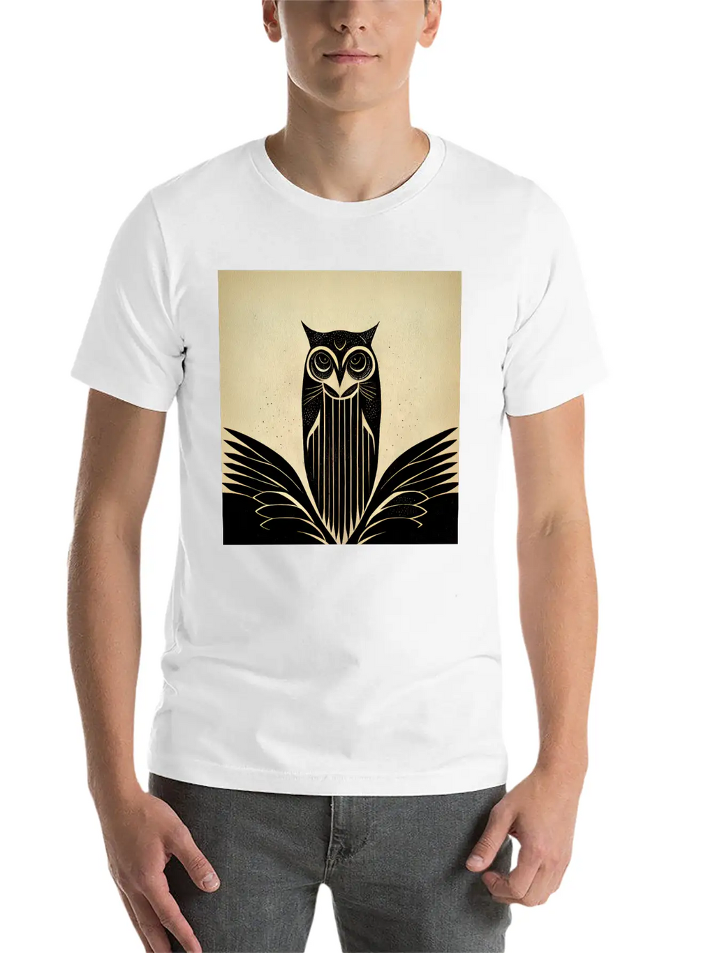 Art Deco Owl - Bird Design Unisex Casual T-Shirt – Clean Design For Daily Comfort
