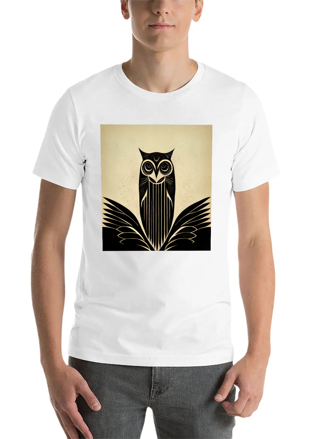 Art Deco Owl - Bird Design Unisex Casual T-Shirt – Clean Design For Daily Comfort