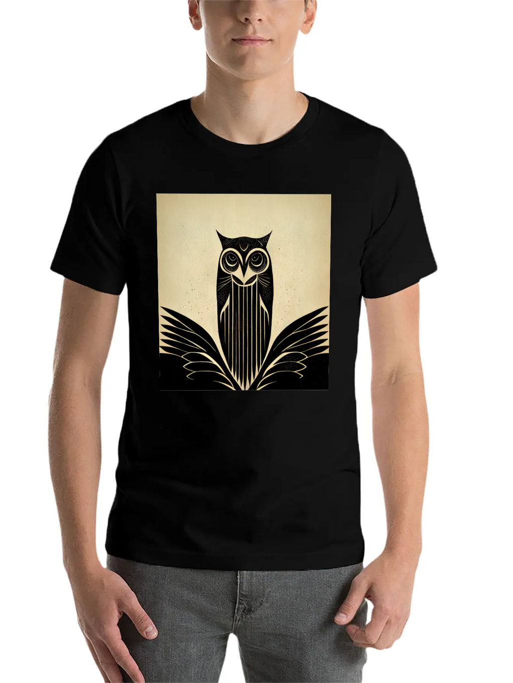 Art Deco Owl - Bird Design Unisex Casual T-Shirt – Clean Design For Daily Comfort
