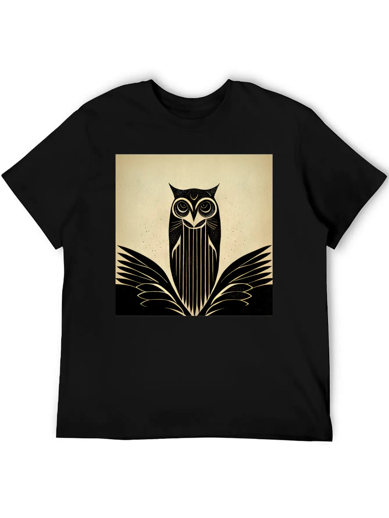 Art Deco Owl - Bird Design Unisex Casual T-Shirt – Clean Design For Daily Comfort
