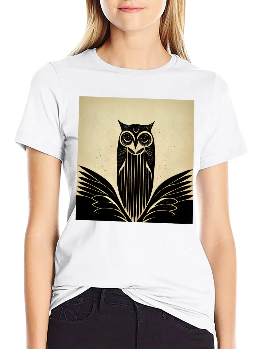 Art Deco Owl - Bird Design Unisex Casual T-Shirt – Clean Design For Daily Comfort