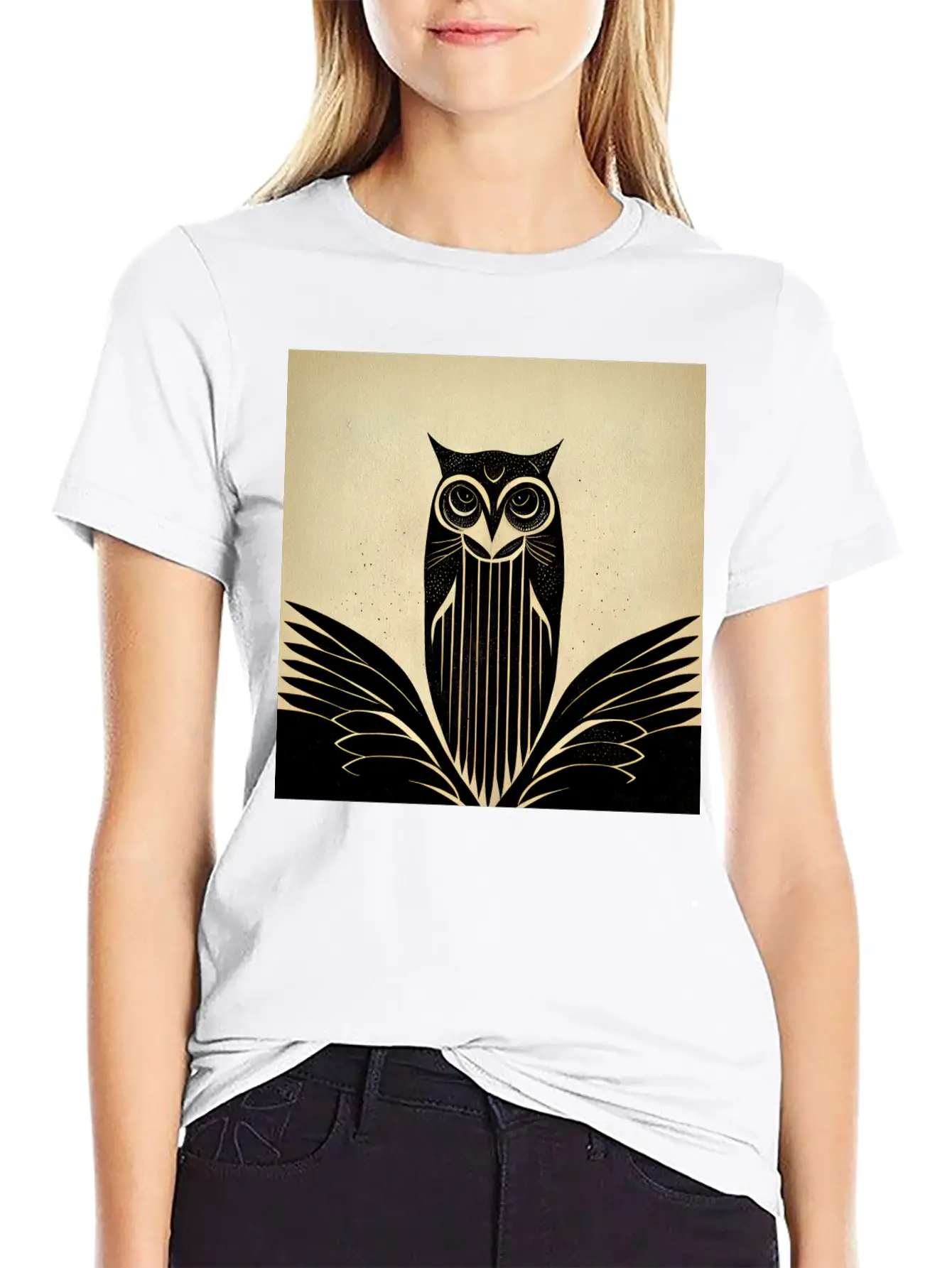 Art Deco Owl - Bird Design Unisex Casual T-Shirt – Clean Design For Daily Comfort