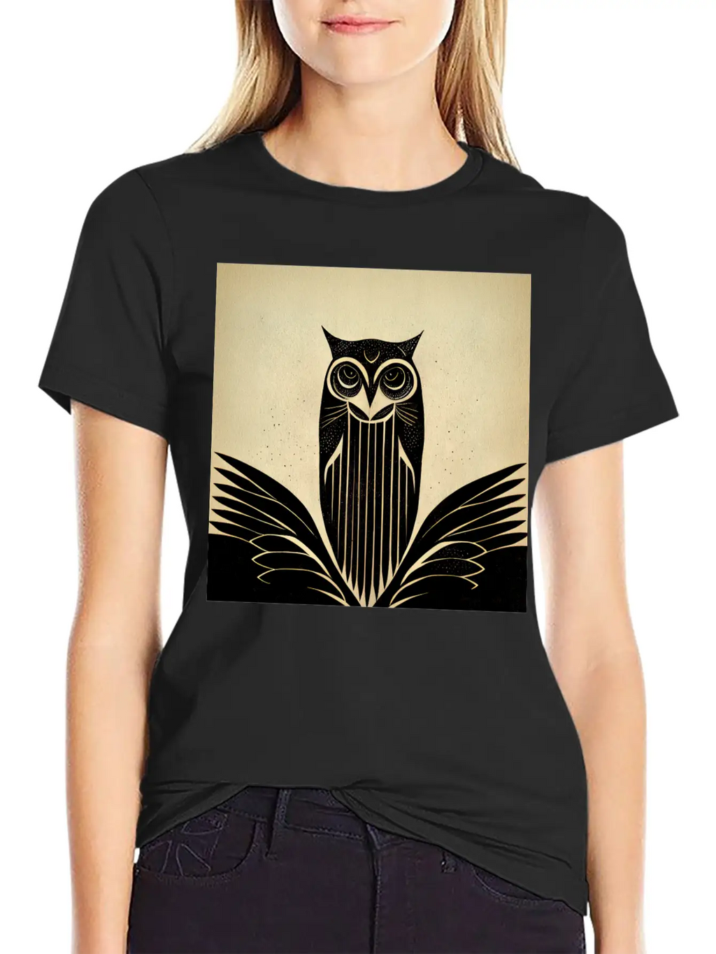 Art Deco Owl - Bird Design Unisex Casual T-Shirt – Clean Design For Daily Comfort