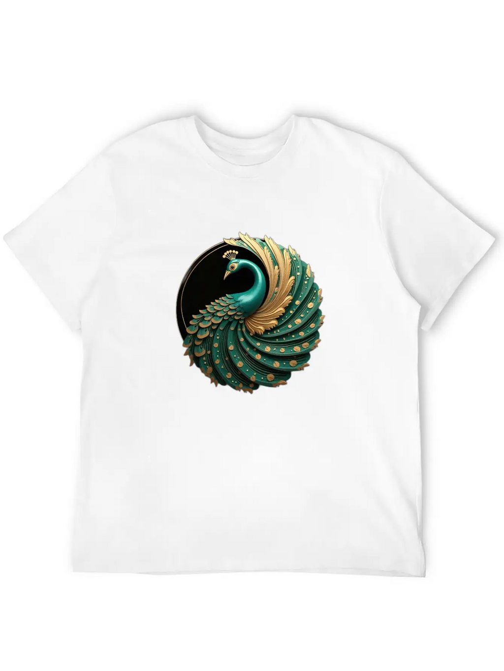 Art Deco Peacock Elegance In Rich Colors Basic Graphic T-Shirt – Daily Comfort In Soft Cotton