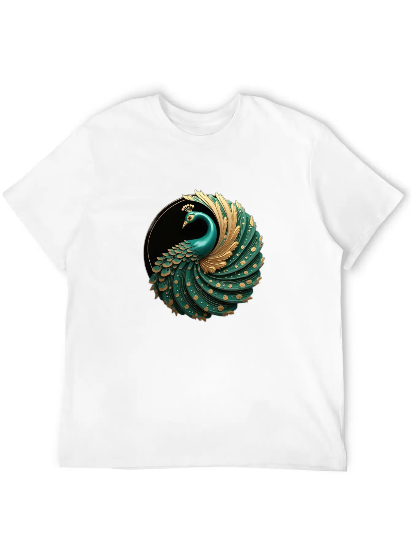 Art Deco Peacock Elegance In Rich Colors Basic Graphic T-Shirt – Daily Comfort In Soft Cotton