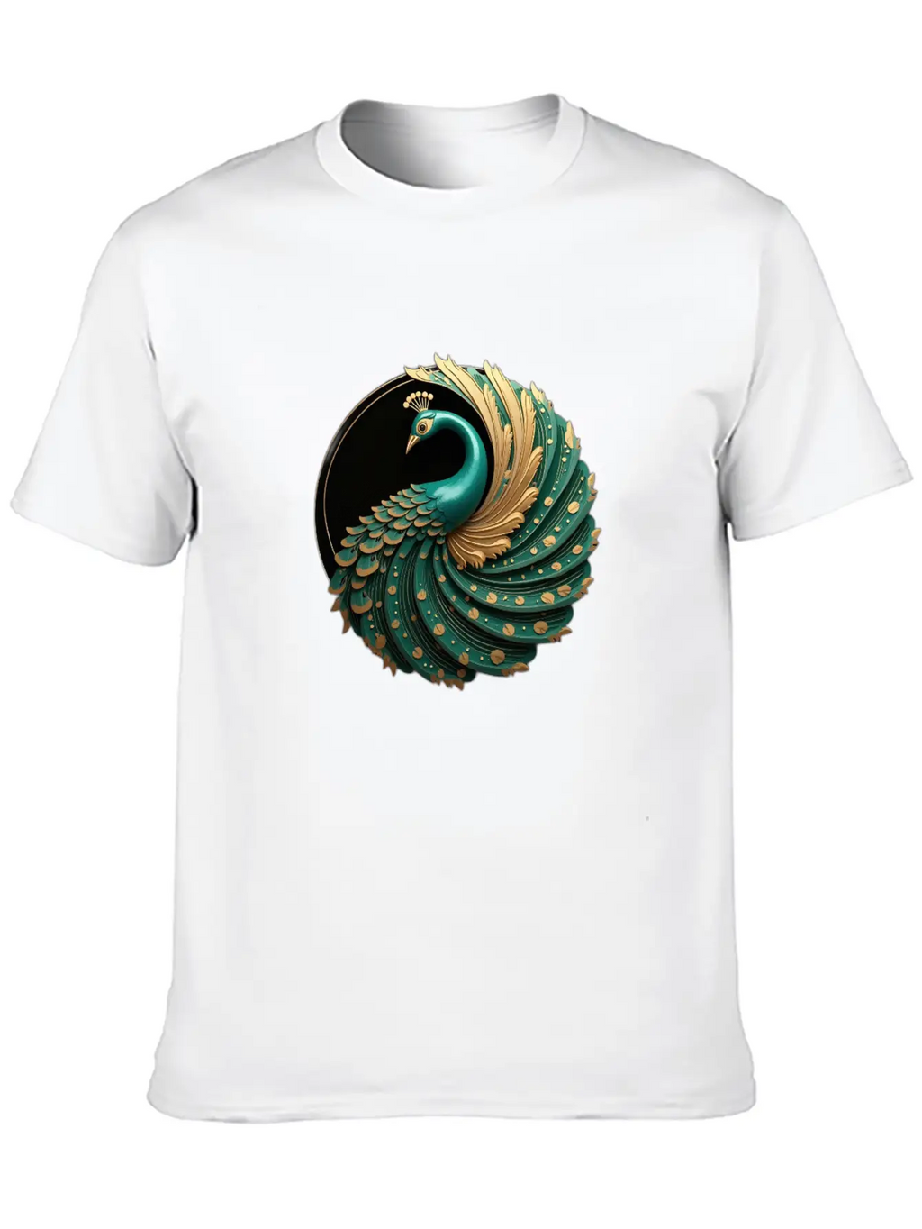 Art Deco Peacock Elegance In Rich Colors Basic Graphic T-Shirt – Daily Comfort In Soft Cotton