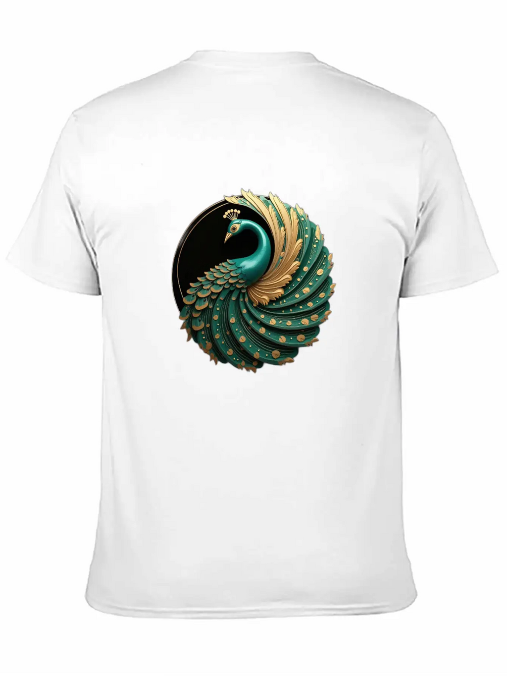 Art Deco Peacock Elegance In Rich Colors Basic Graphic T-Shirt – Daily Comfort In Soft Cotton