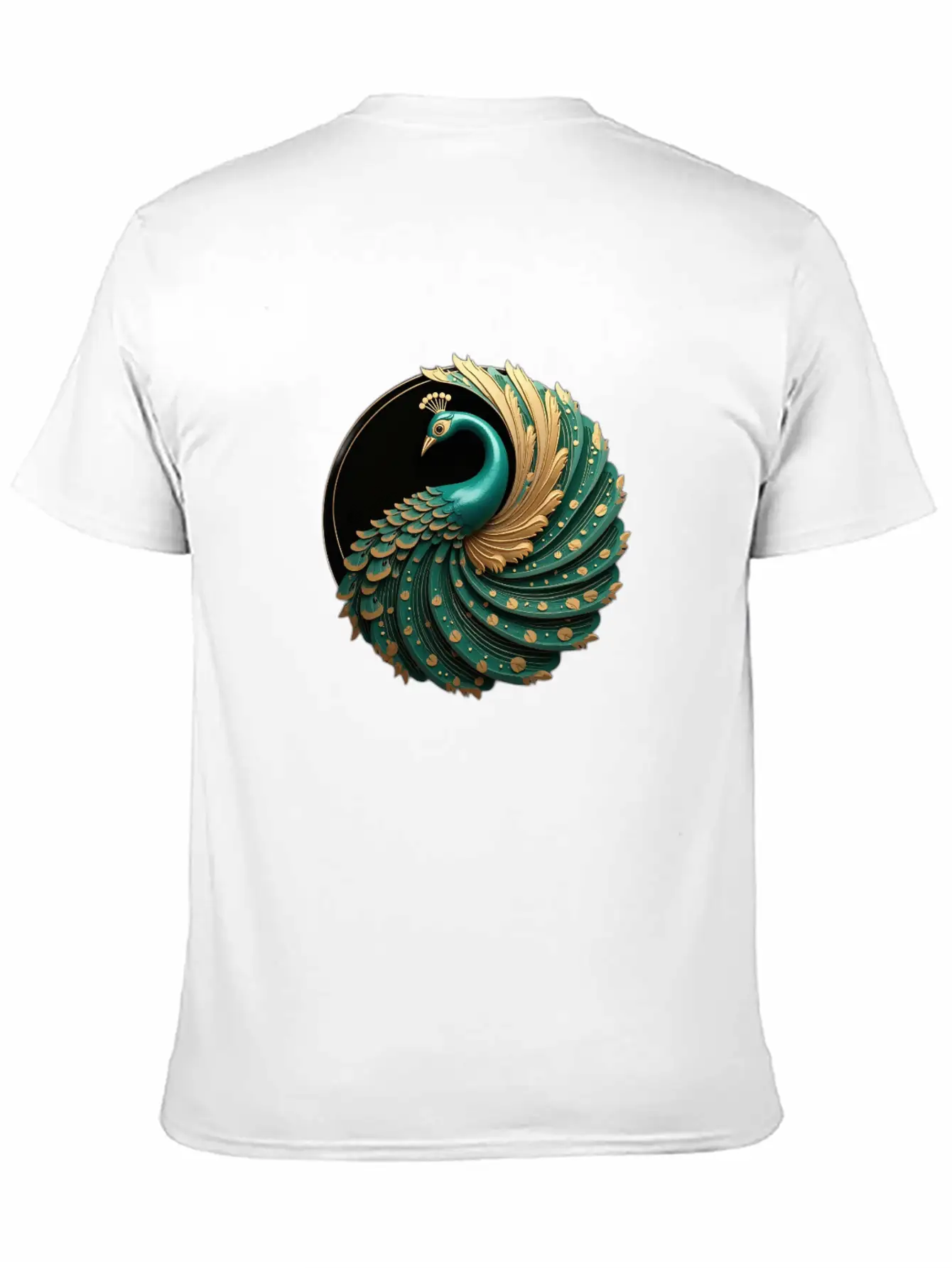 Art Deco Peacock Elegance In Rich Colors Basic Graphic T-Shirt – Daily Comfort In Soft Cotton