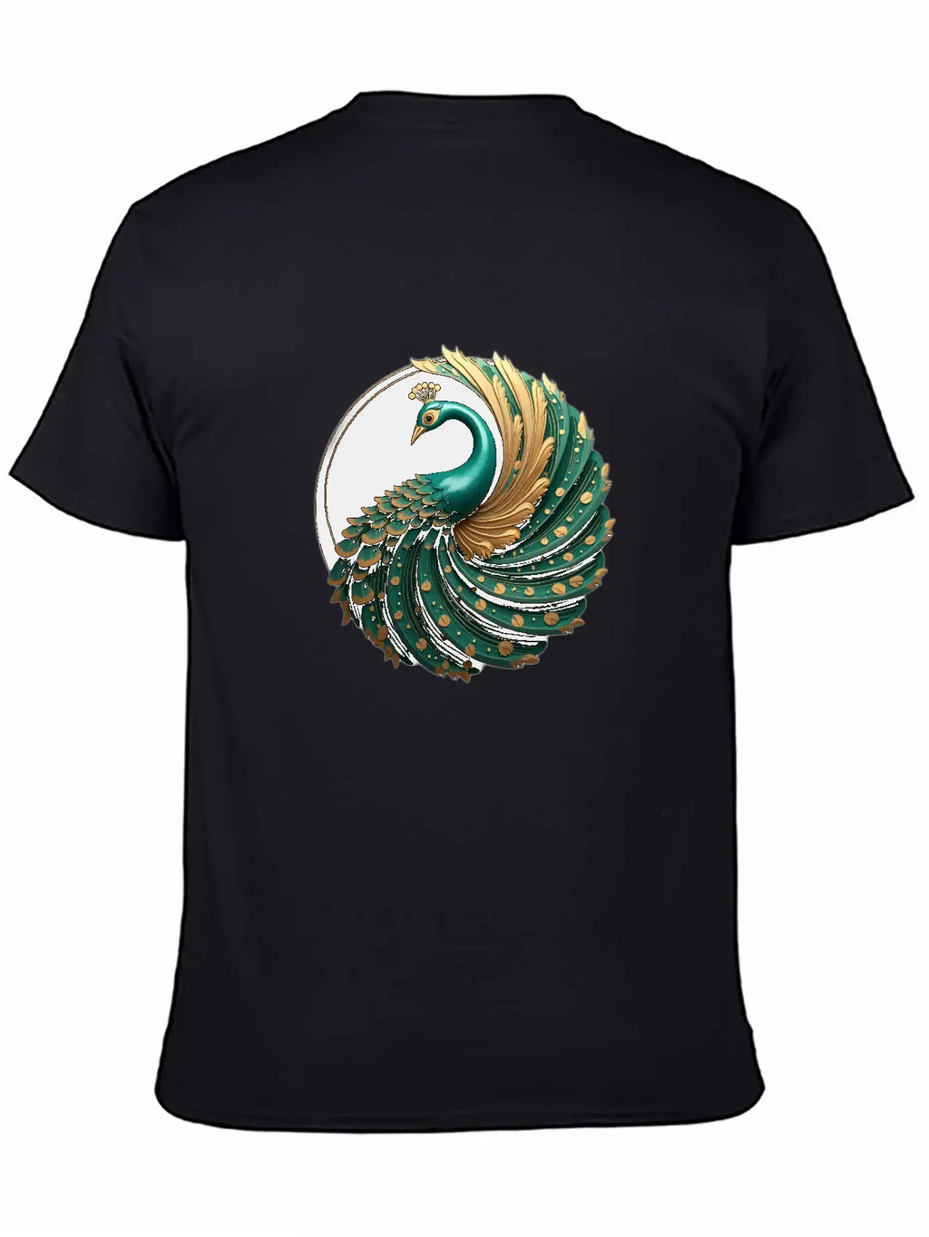 Art Deco Peacock Elegance In Rich Colors Basic Graphic T-Shirt – Daily Comfort In Soft Cotton
