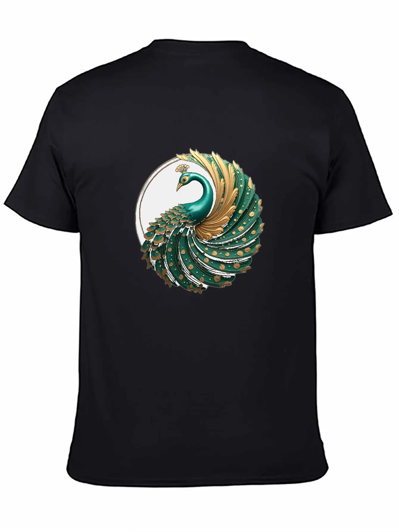 Art Deco Peacock Elegance In Rich Colors Basic Graphic T-Shirt – Daily Comfort In Soft Cotton