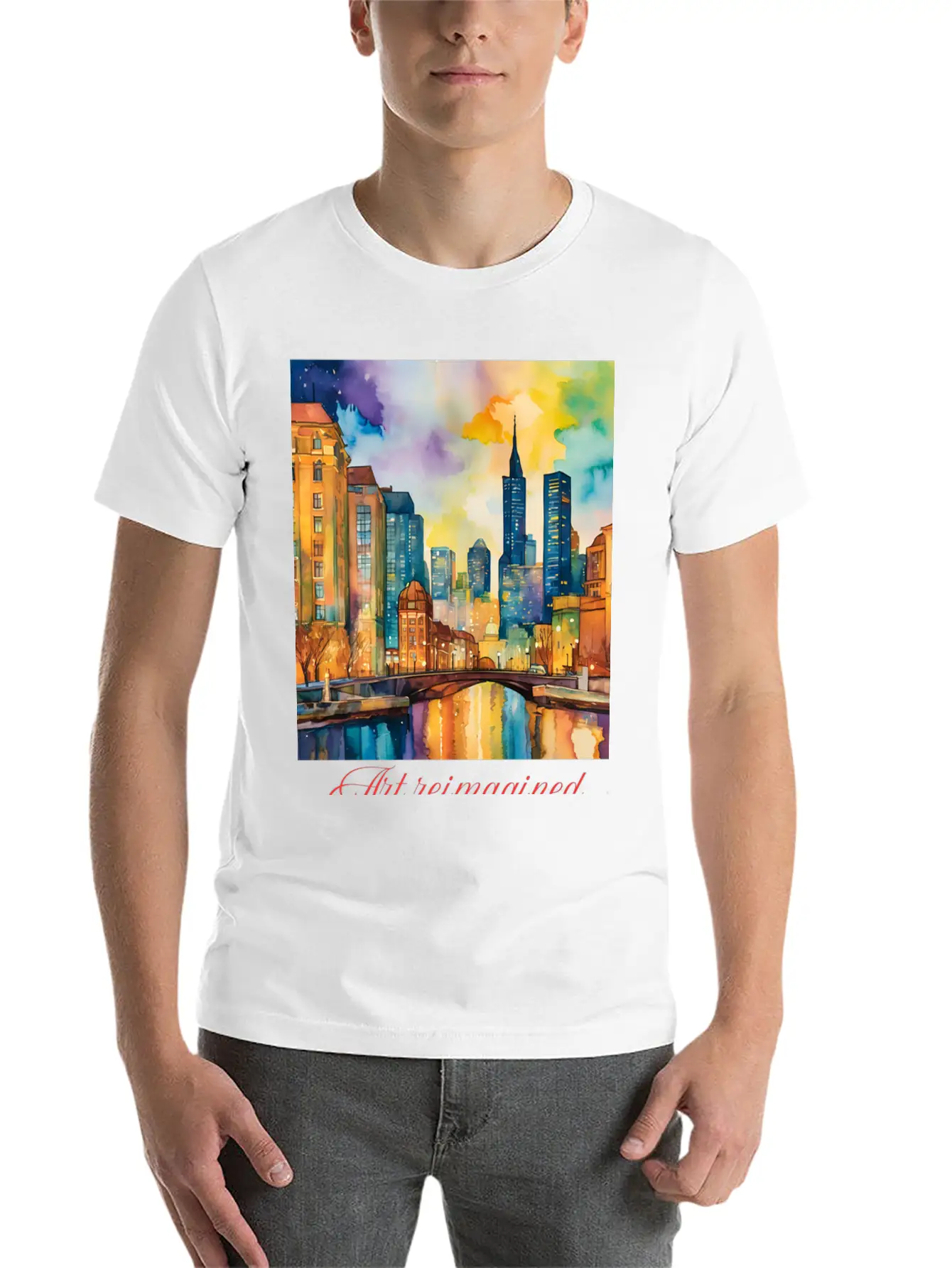 Art Reimagined City Riverscape Breathable Graphic T-Shirt – Perfect For Casual Days