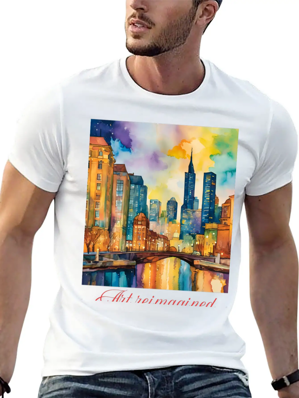 Art Reimagined City Riverscape Breathable Graphic T-Shirt – Perfect For Casual Days