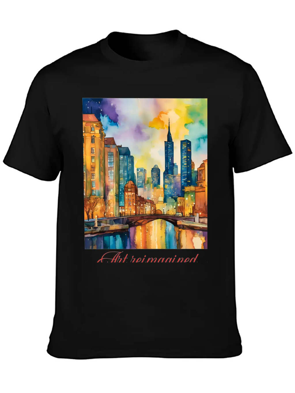 Art Reimagined City Riverscape Breathable Graphic T-Shirt – Perfect For Casual Days