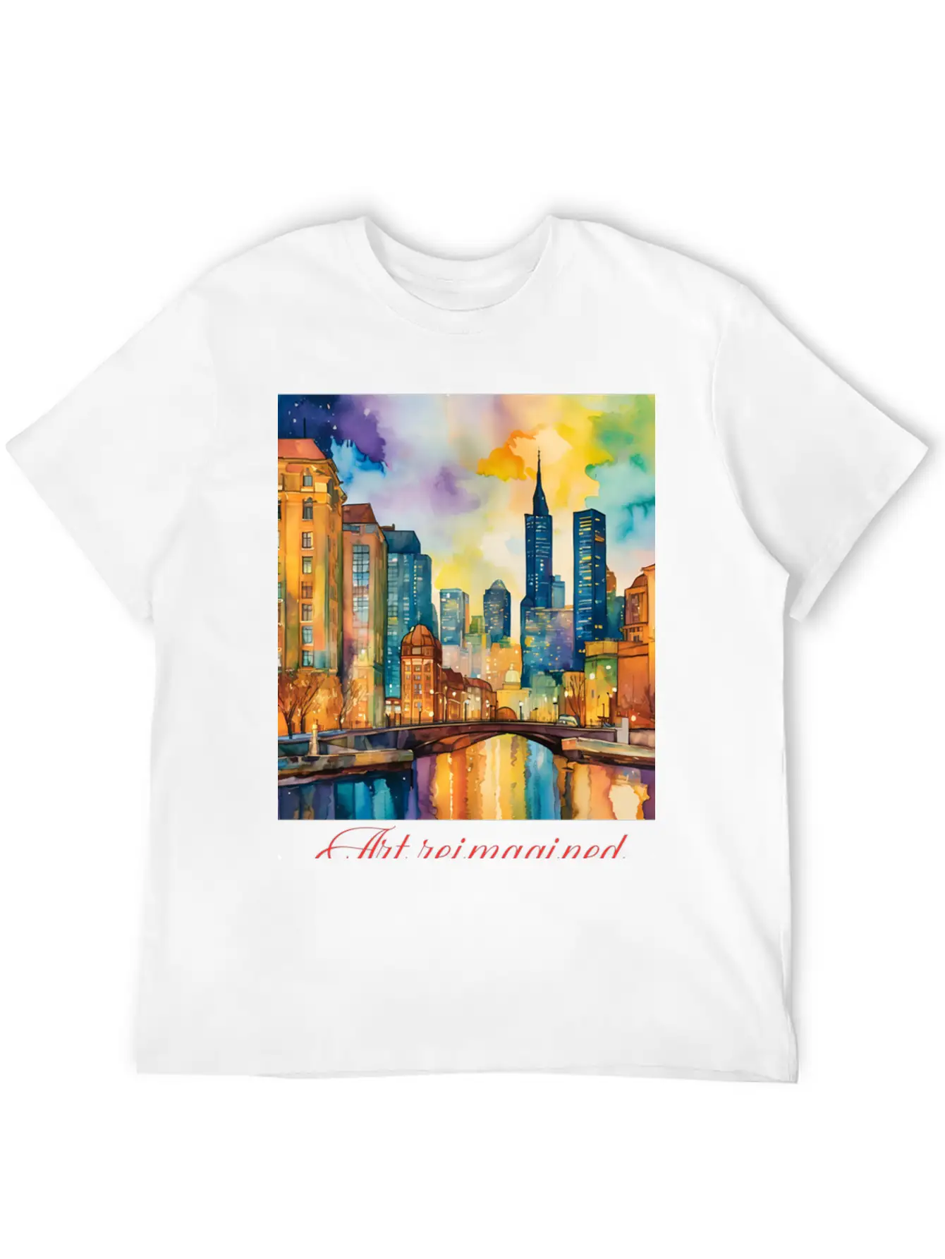 Art Reimagined City Riverscape Breathable Graphic T-Shirt – Perfect For Casual Days