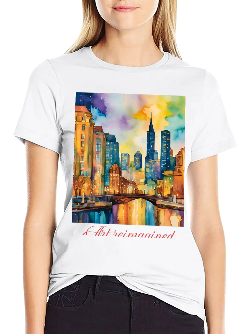 Art Reimagined City Riverscape Breathable Graphic T-Shirt – Perfect For Casual Days