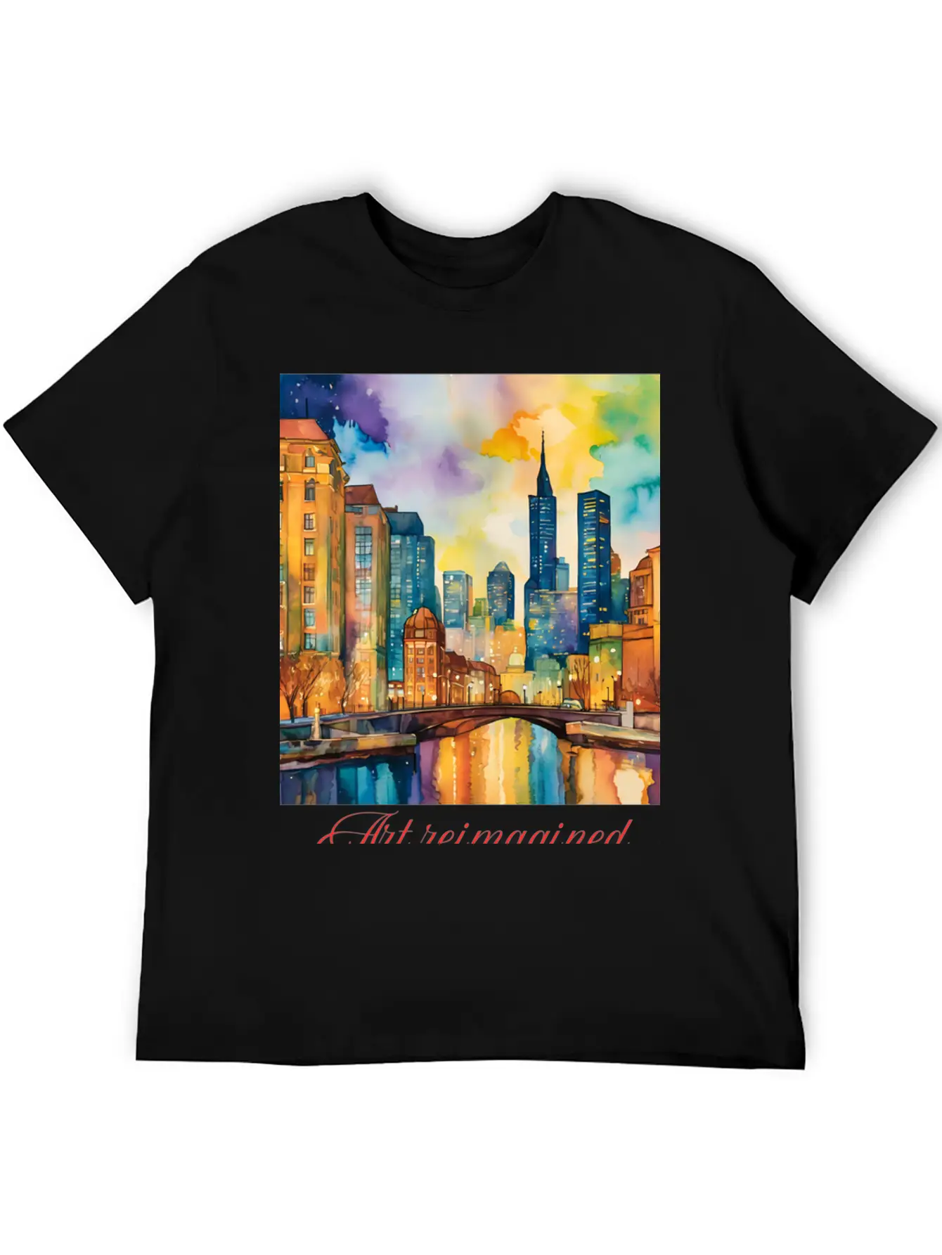 Art Reimagined City Riverscape Breathable Graphic T-Shirt – Perfect For Casual Days